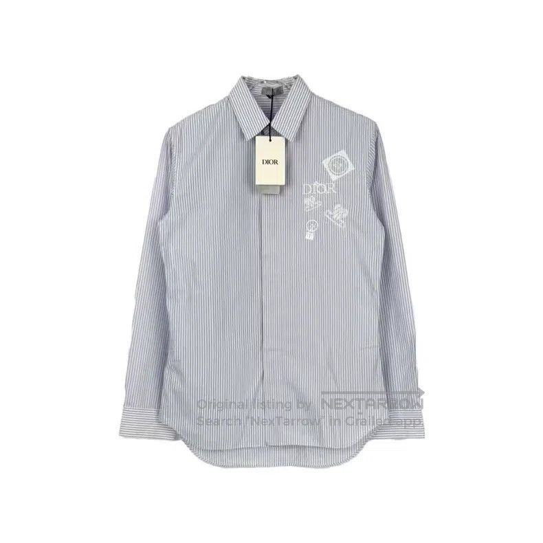 Dior Dior Size38 Blue and white striped embroidered pattern shir Size US XXS / EU 40 - 1 Thumbnail