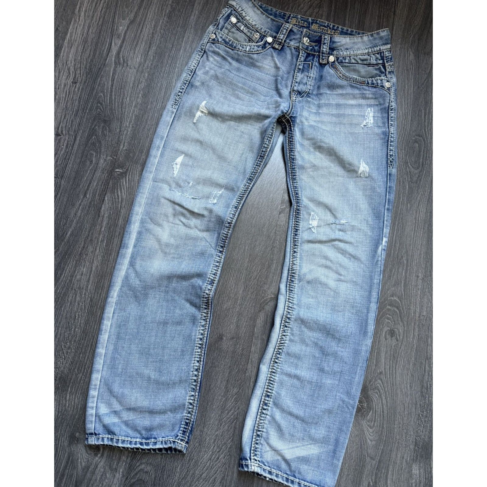 Japanese Brand × Vintage Y2K Avantgarde Ebroidered DENIM Jeans Size US 31 - 3 Thumbnail