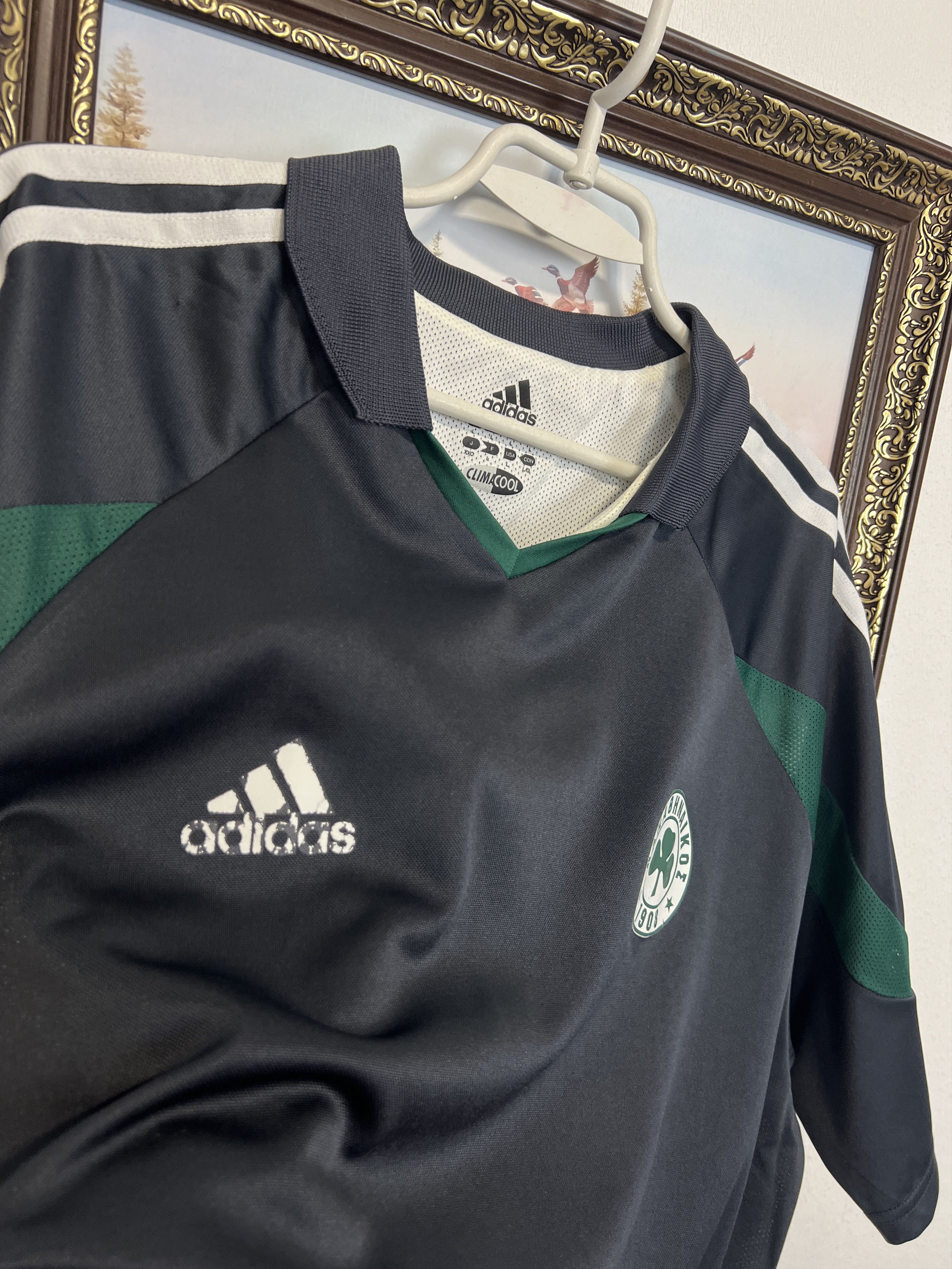 Adidas Panathinaikos Away football shirt Soccer Player Issue Jersey Size US L / EU 52-54 / 3 - 5 Thumbnail