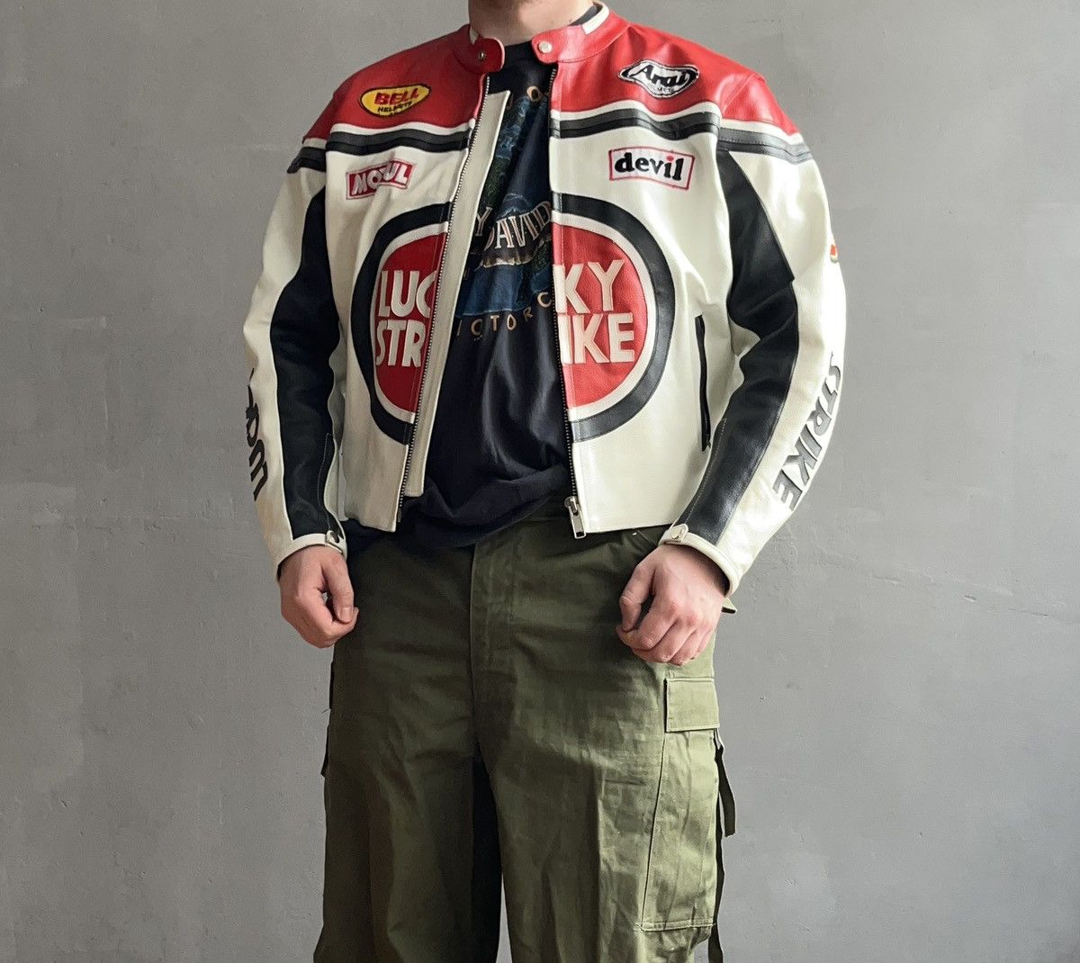 Vintage Lucky Strike Leather Jacket Racing Vintage Size US XL / EU 56 / 4 - 1 Thumbnail