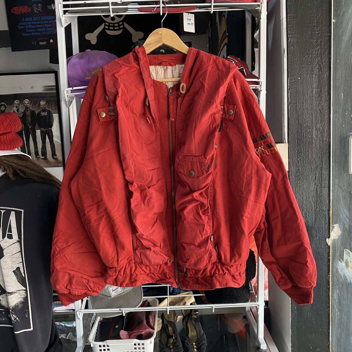 Karl Helmut RARE🔥 Karl Helmut Red Bomber jacket Hooded Size US M / EU 48-50 / 2 - 2 Thumbnail