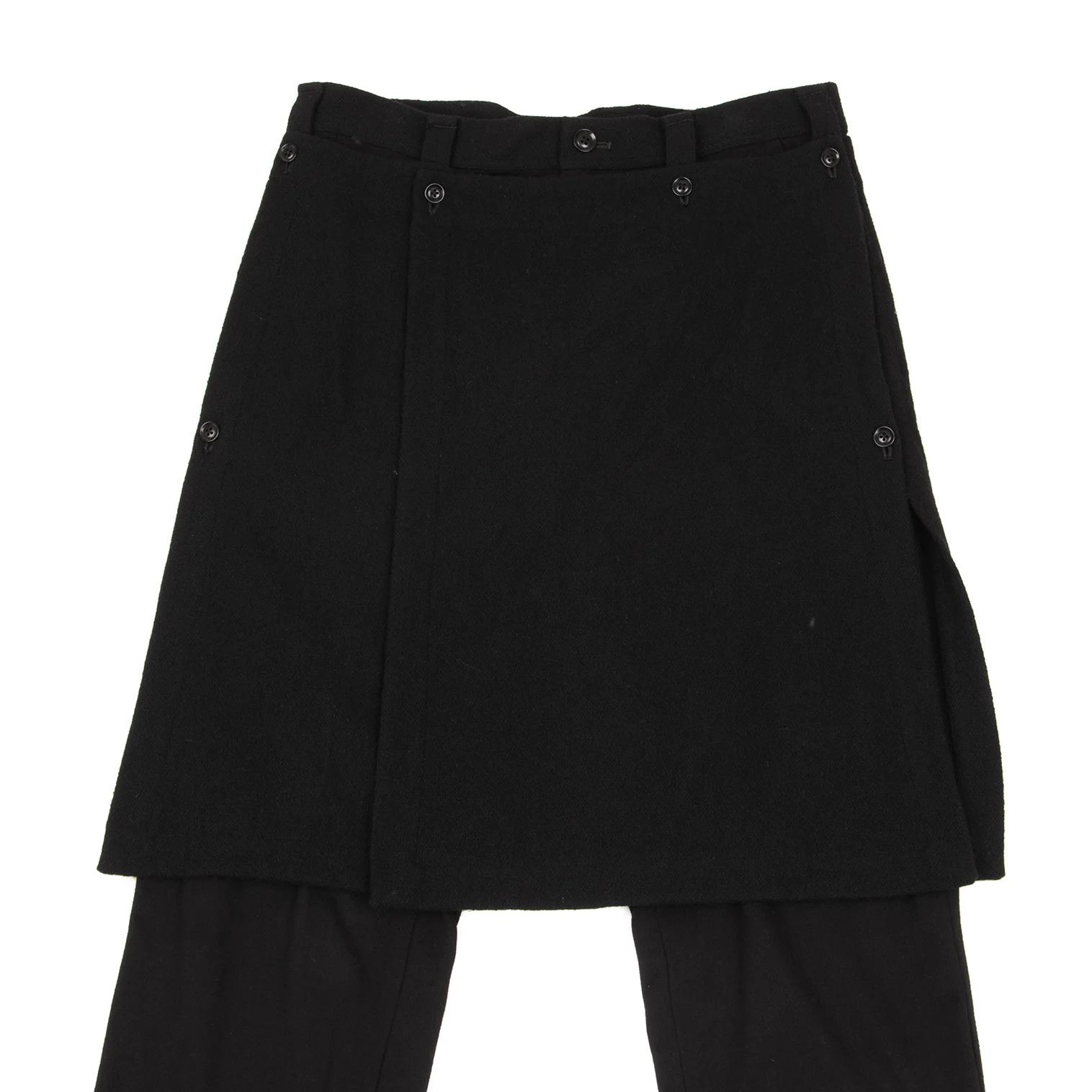 Yohji Yamamoto Flannel Wool Mixed Material Skirt Pants Black Size 3 Size US 34 / EU 50 - 2 Thumbnail