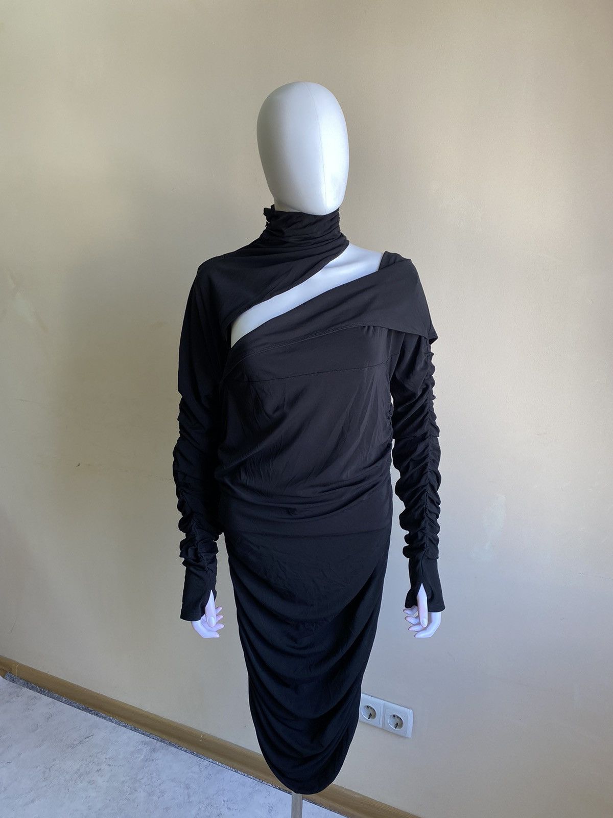 Mugler MUGLER X H&M Gathered One Shoulder Mini Dress Size XL Size XL / US 12-14 / IT 48-50 - 3 Thumbnail