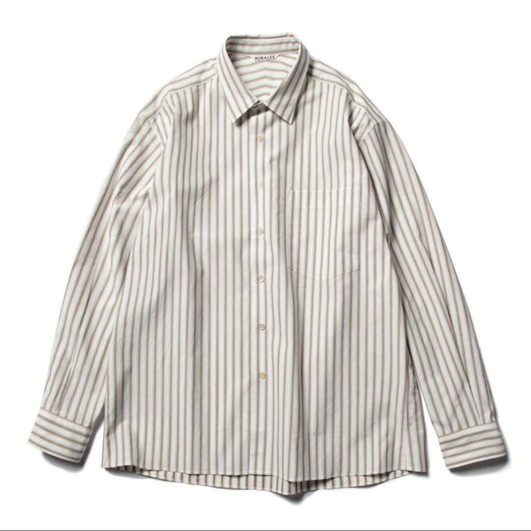 AURALEE: Finx Twill Wide Shirt Size 4