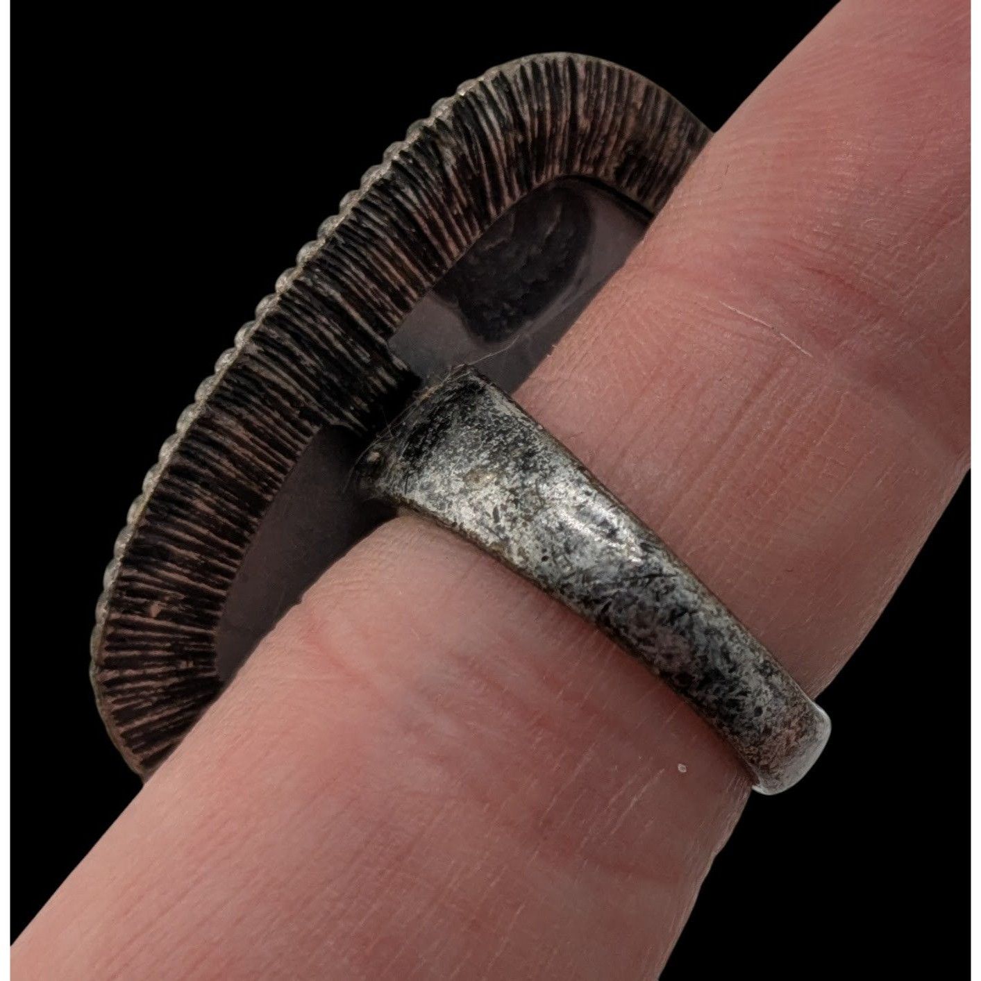 Other Vintage Tiger Stripe Statement Ring With Antiqued Silver-Ton Size ONE SIZE - 4 Thumbnail