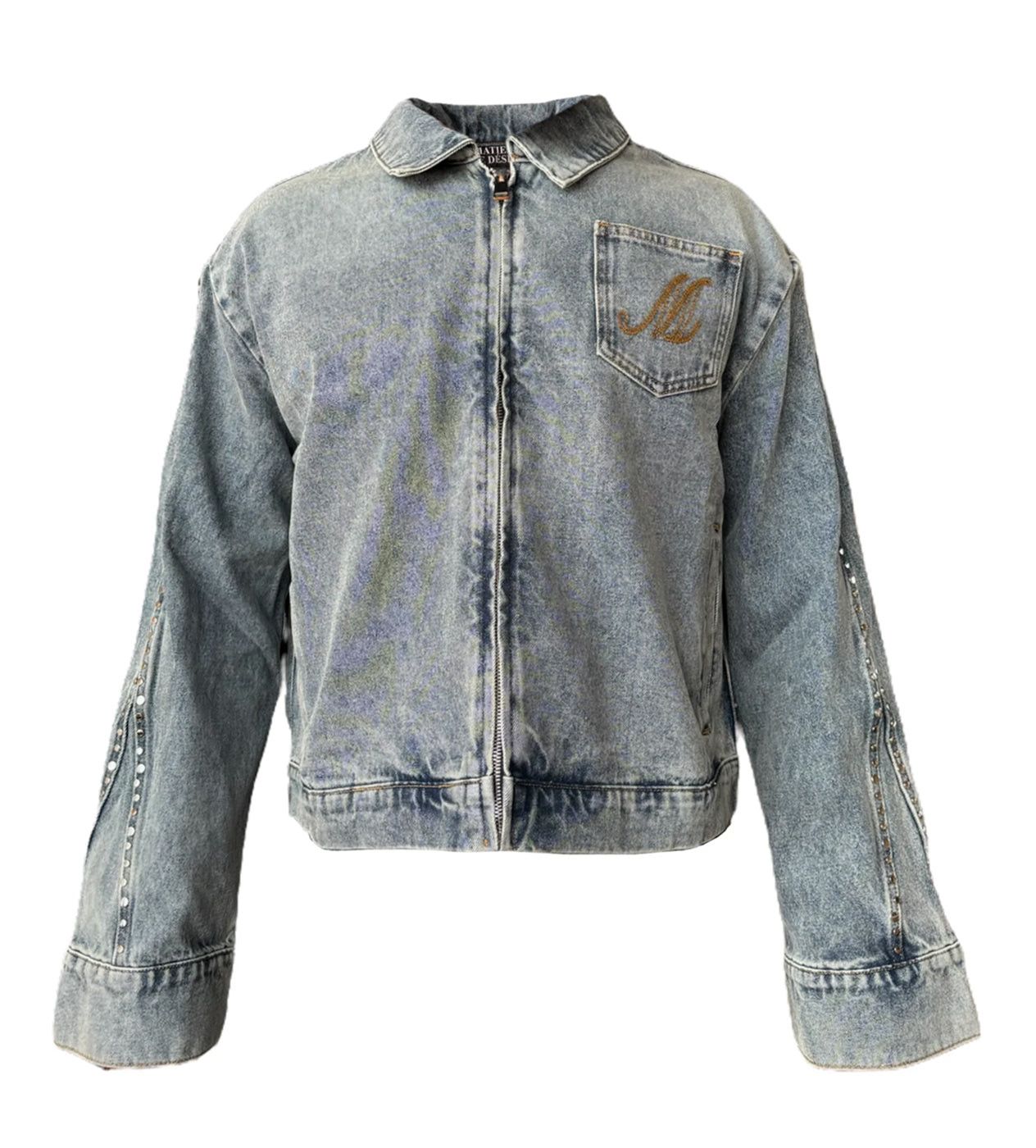 Other Matiere De Desirs Studded Pleated Denim Jacket Blue Size US XL / EU 56 / 4 - 1 Thumbnail