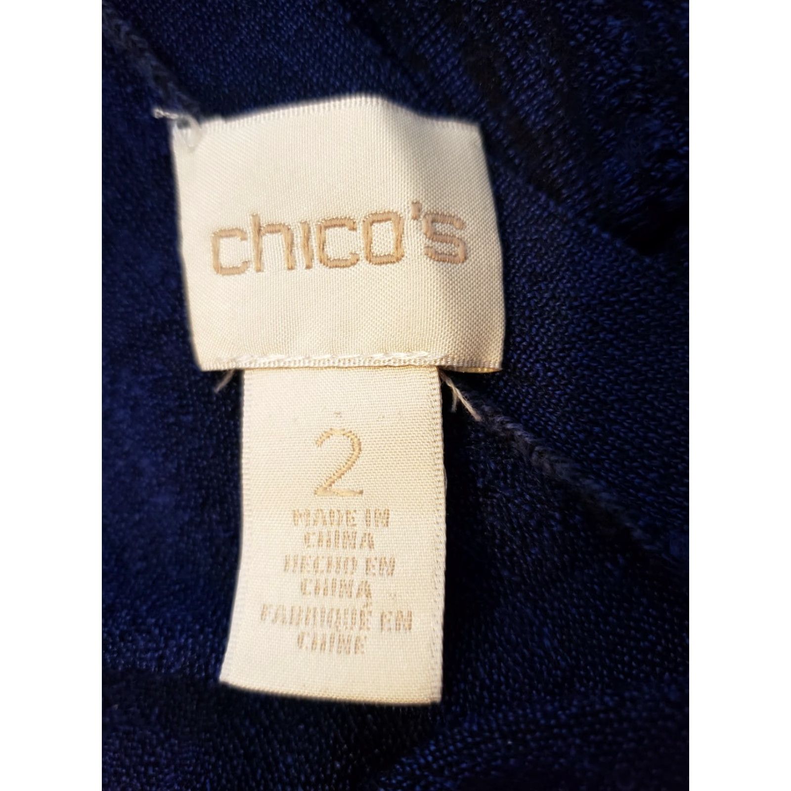 Vintage Chico's Cardigan Women Dark Blue 3/4 Bell Sleeve Open Front Lightweight Longer Length Pockets Size 2 Sz 2 Cardigan Size XS / US 0-2 / IT 36-38 - 4 Thumbnail