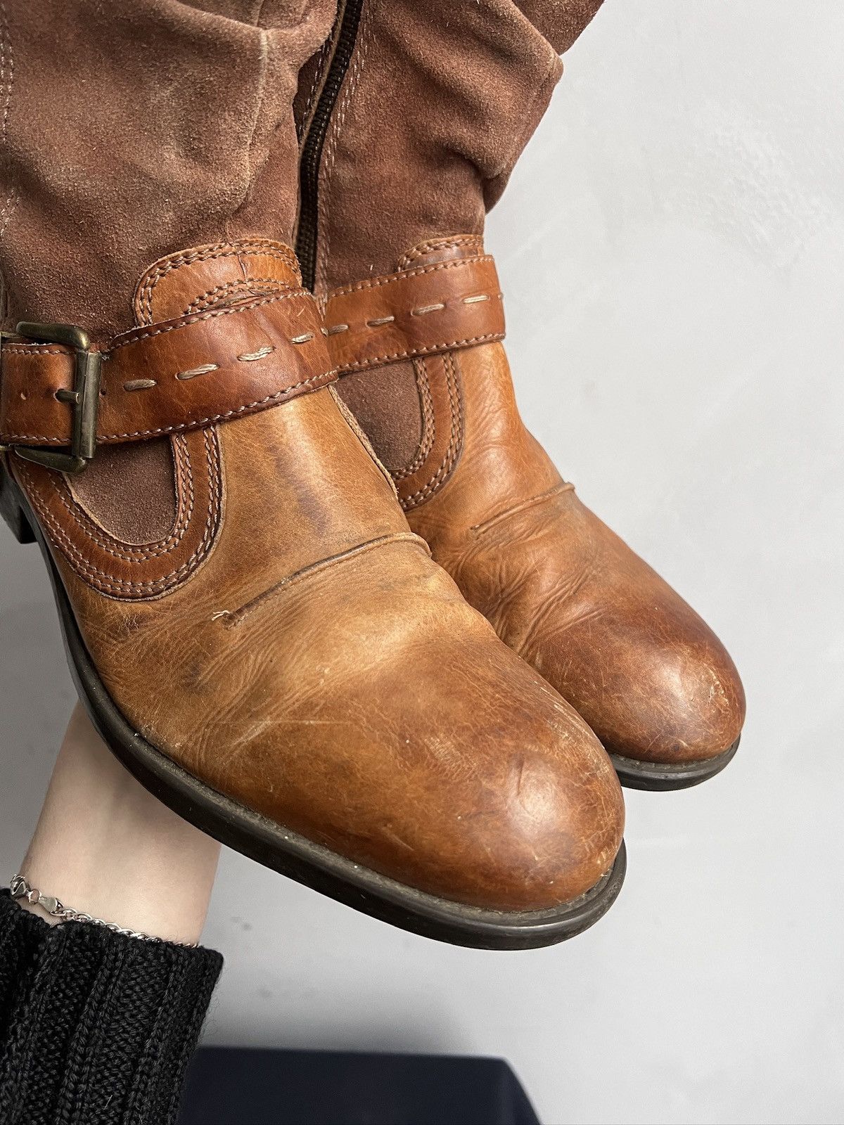 Hedi Slimane Leather brown ankle moto boots avant garde guidi style y2k Size US 9 / EU 42 - 7 Thumbnail