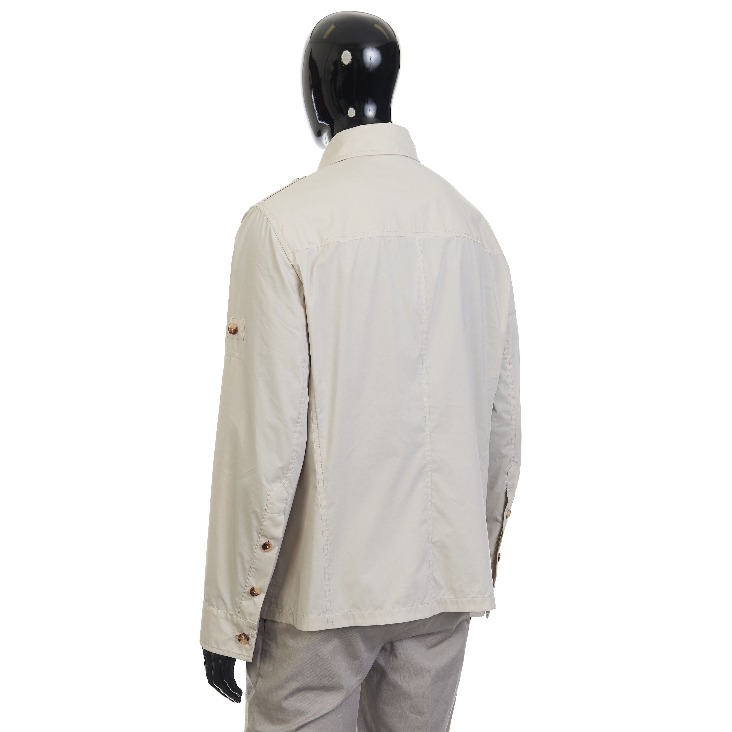 Brunello Cucinelli Light Beige Waterproof Jacket - Cotton Canvas, Multi Pockets Size US L / EU 52-54 / 3 - 4 Thumbnail
