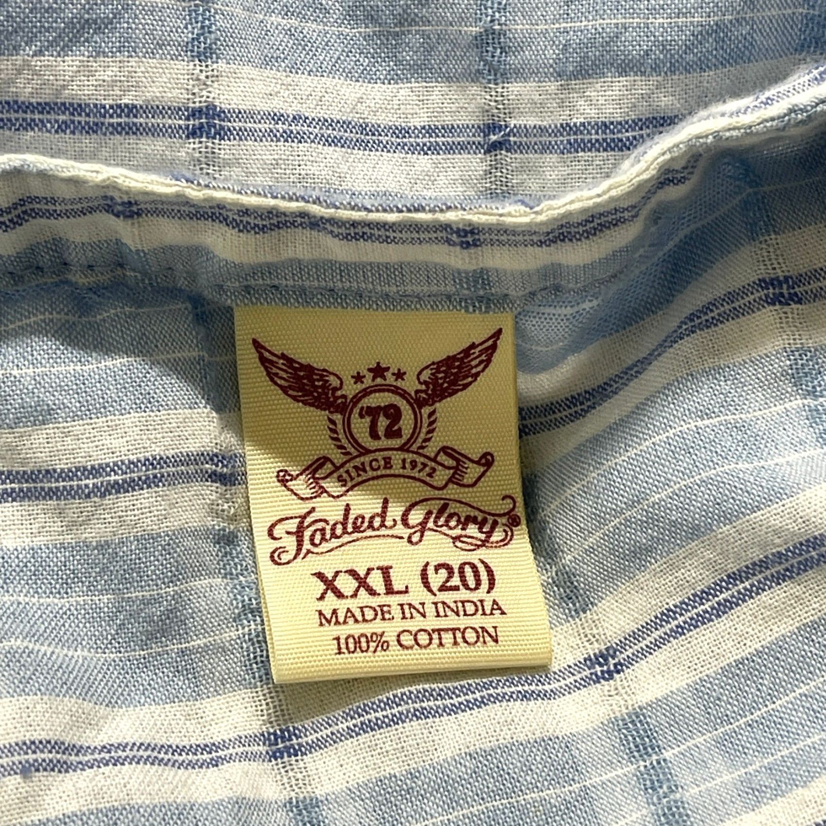 Faded Glory Faded Glory Blouse Blue White Plaid 2XL 100% Cotton V-Neck Tunic Shirt Womens Casual Size XXL / US 16-18 / IT 52-54 - 6 Thumbnail