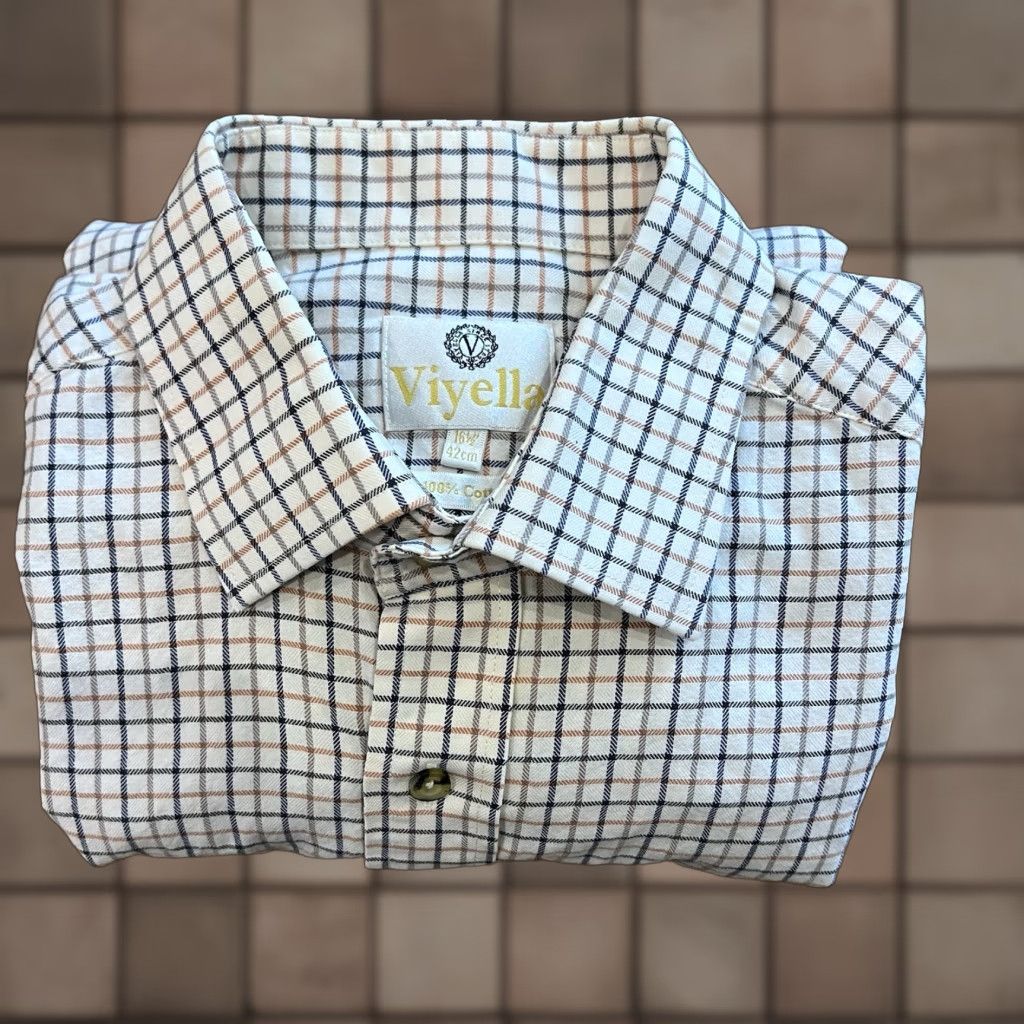 Vintage Men’s Viyella Button Up Shirt Size 16.5 Windowpane Design Size US L / EU 52-54 / 3 - 1 Thumbnail