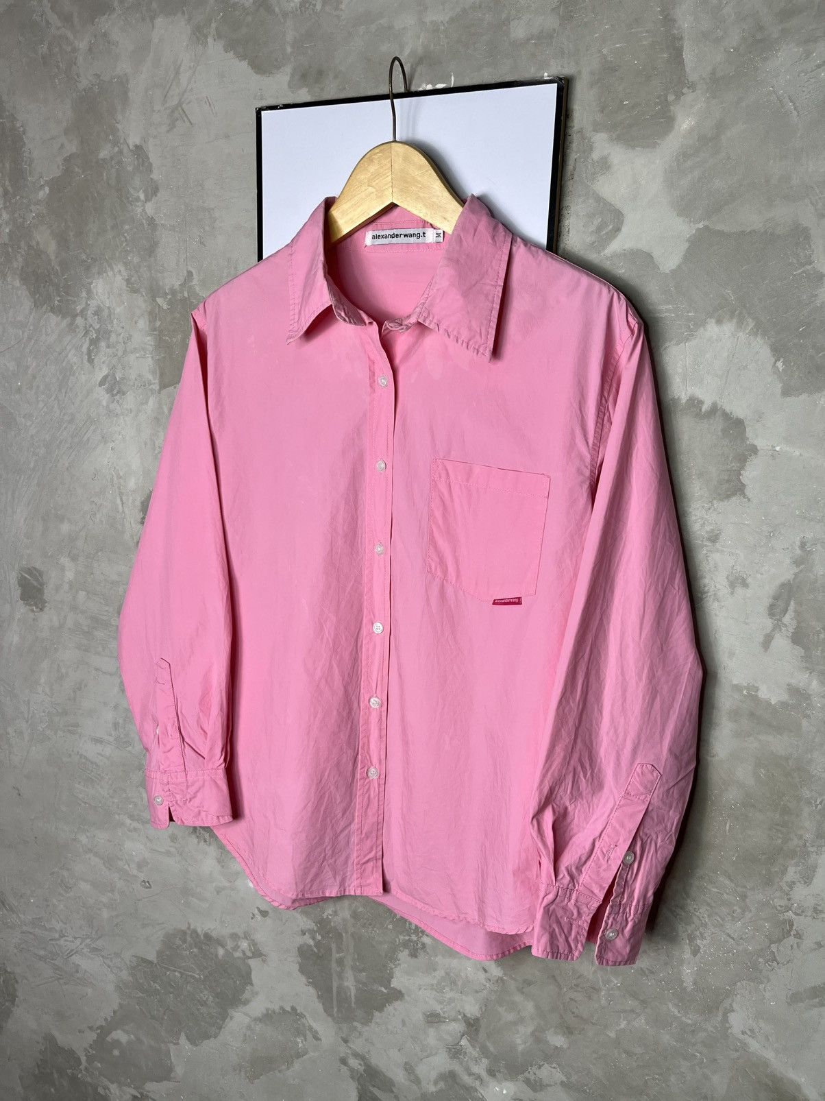 Alexander Wang Alexander Wang S22 Pink Solid Boyfriend Shirt Size M / US 6-8 / IT 42-44 - 3 Thumbnail