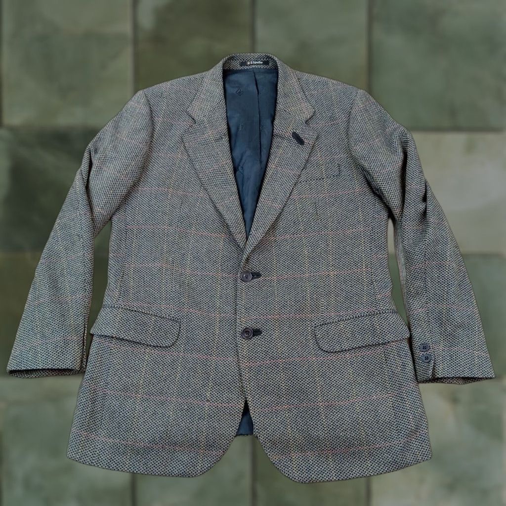 DAKS VINTAGE DAKS Blazer Mens 40 R Black Cashmere Geometric Business Single-Breasted Regular Fit Size 40R - 1 Thumbnail