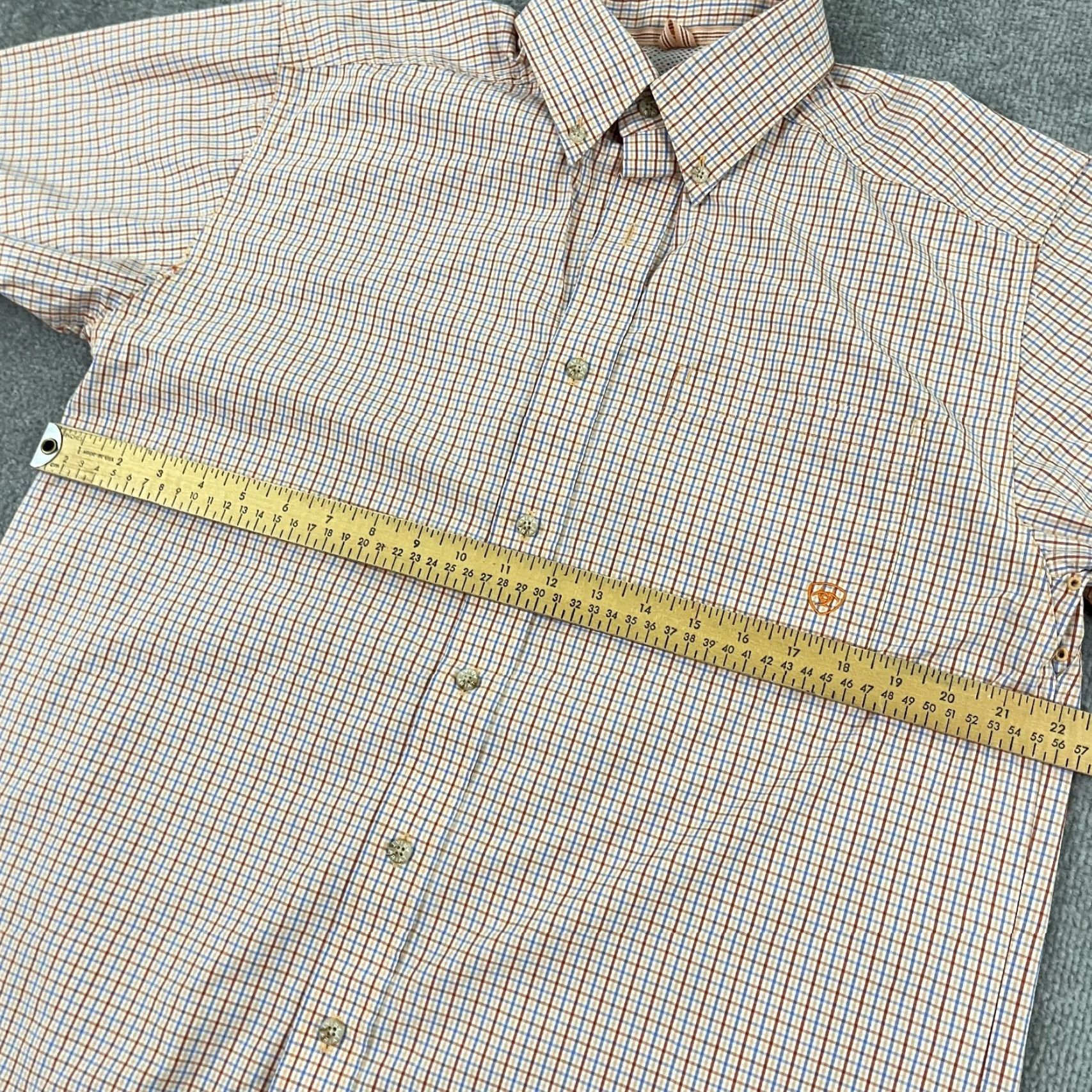 Ariat Ariat Pro Series Shirt Mens Medium Orange Blue Plaid Rodeo Cowboy Button Down Shirt Size US M / EU 48-50 / 2 - 5 Thumbnail