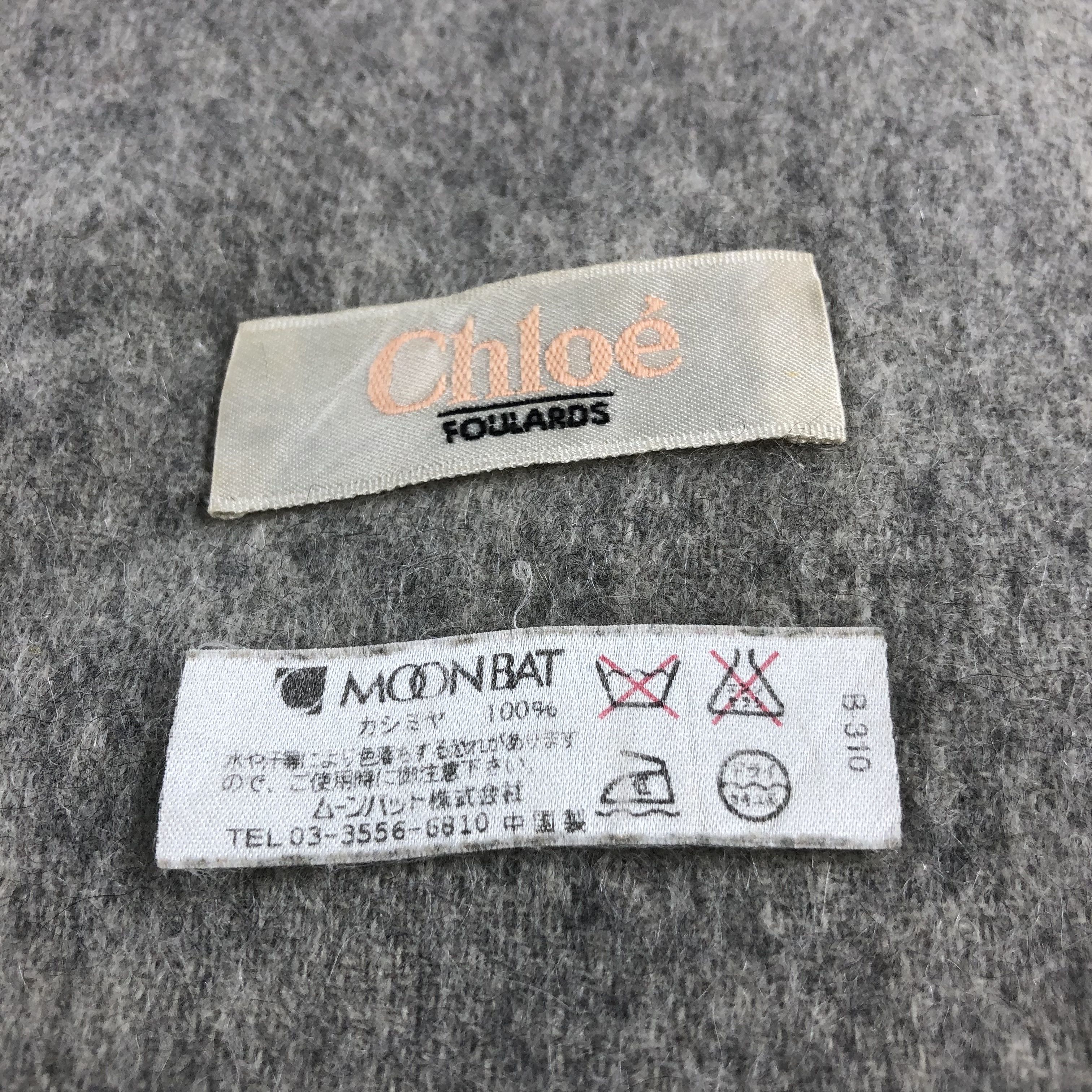 Japanese Brand Chloe Grey Cashmere Scarf Muffler V797 Size ONE SIZE - 5 Thumbnail