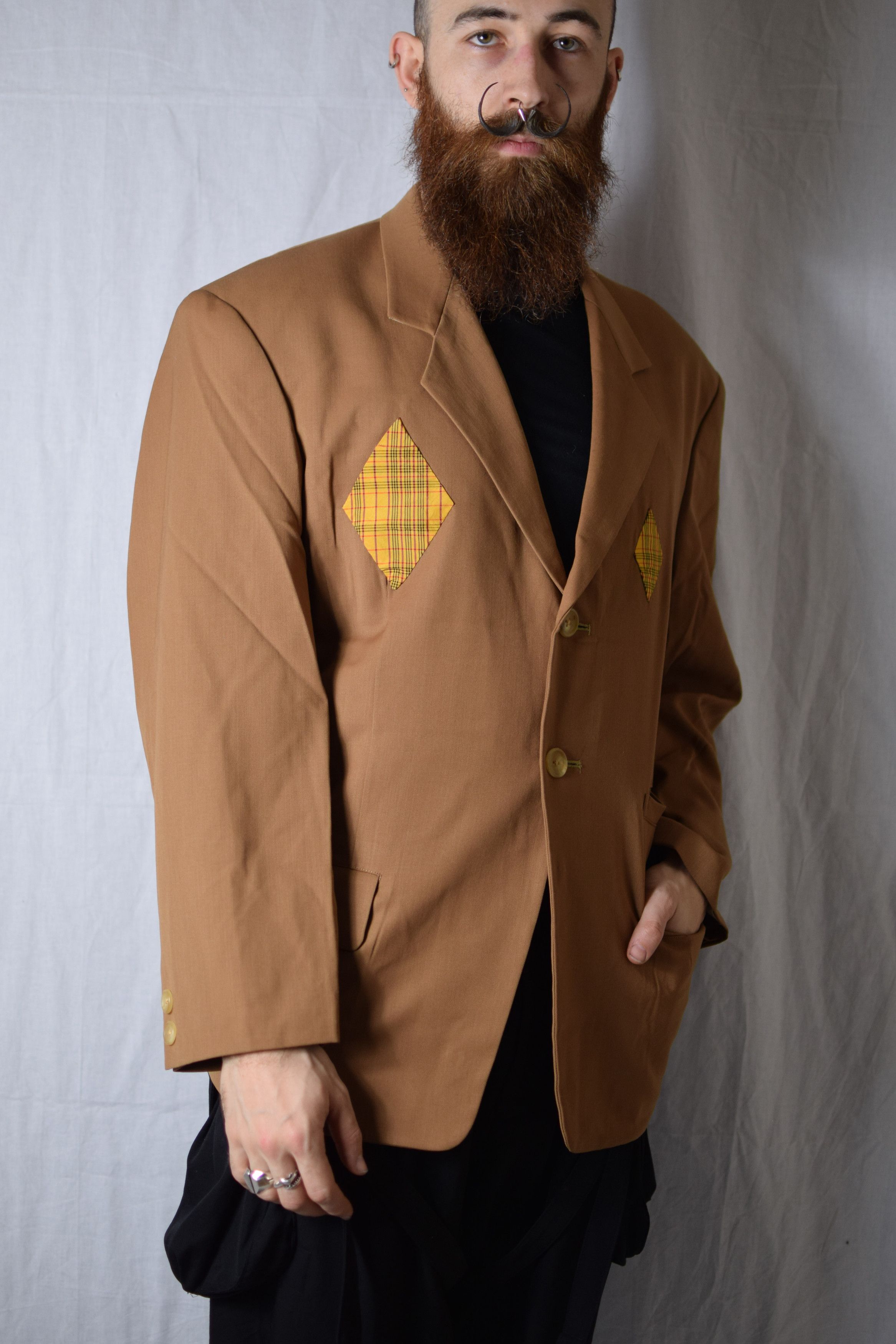 Yohji Yamamoto YYPH Archive SS88 Beige Diamond Blazer Size 52R - 5 Thumbnail