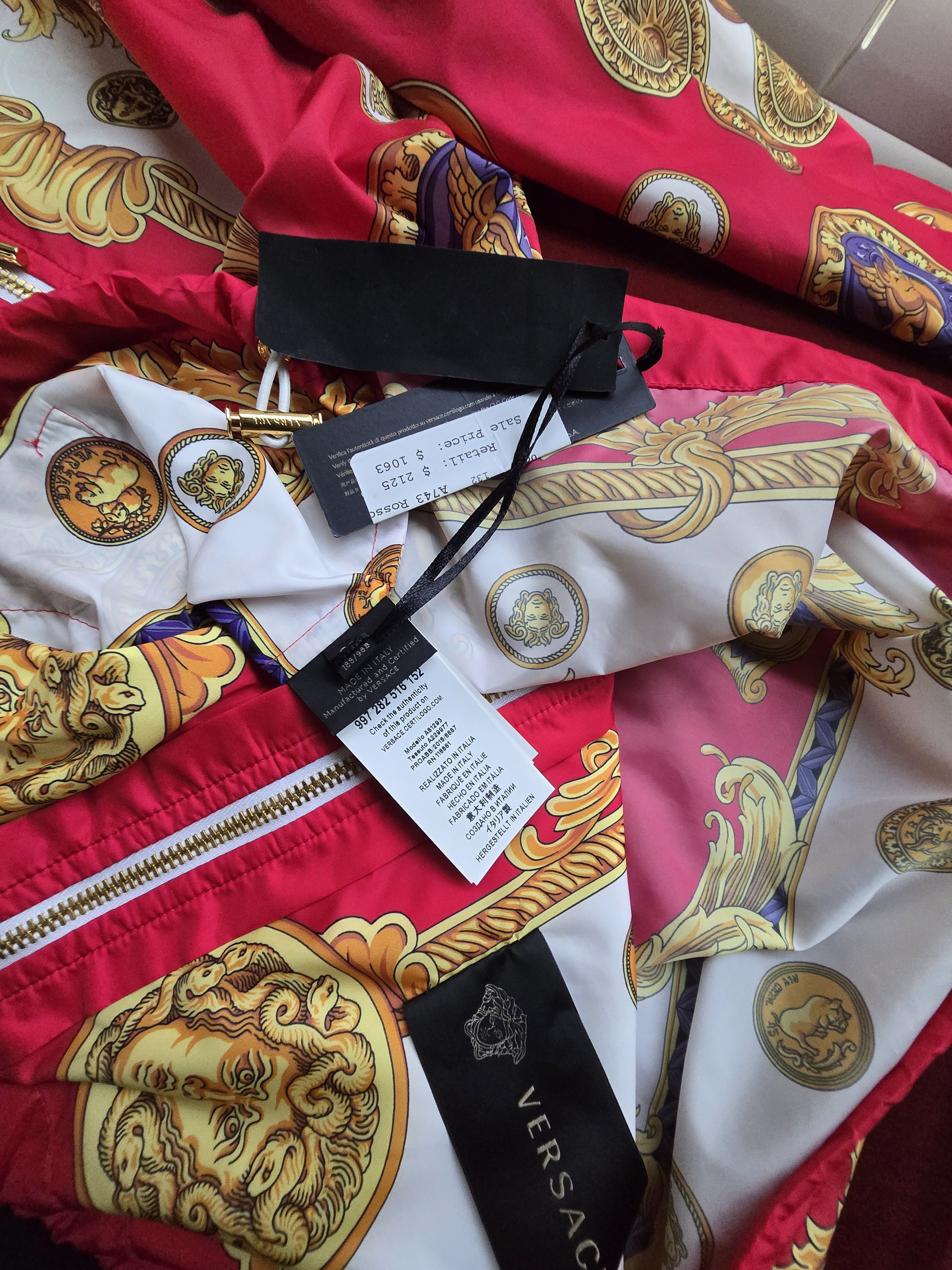 Versace Versace Baroque Print Red & White Zip Hoodie Size L NWT Size US L / EU 52-54 / 3 - 9 Thumbnail