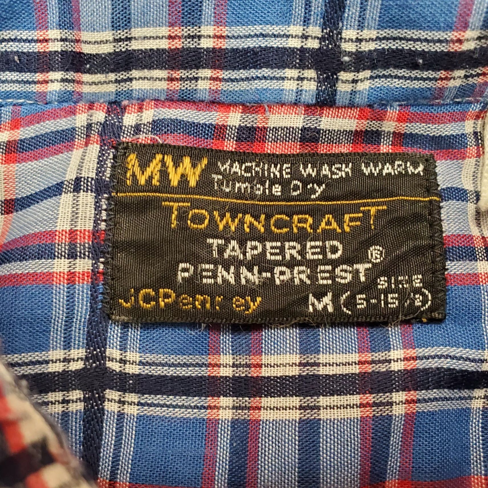 Vintage VINTAGE Towncraft Shirt Men M Blue Plaid Button Short Sleeve Casual JCPenney Weathered/Occasion Size US M / EU 48-50 / 2 - 5 Thumbnail