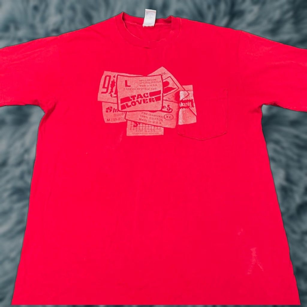 Vintage VINTAGE 90s Tag Lover Shirt Mens Size M Red VTG Shirt 90s 80s USA Tag Promo Gift Short Sleeve T-Shirt Size US M / EU 48-50 / 2 - 1 Thumbnail