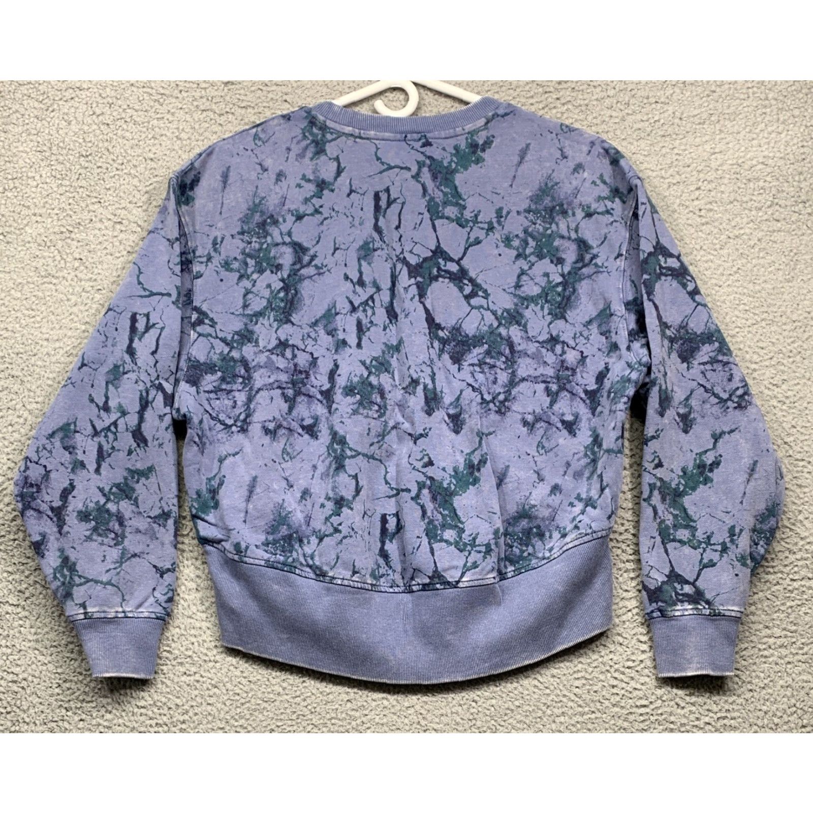 Vintage Joy Lab Women’s Sweatshirt Marble Blue Cropped Size Small Pullover Crew Neck Activewear NWT Size S / US 4 / IT 40 - 4 Thumbnail