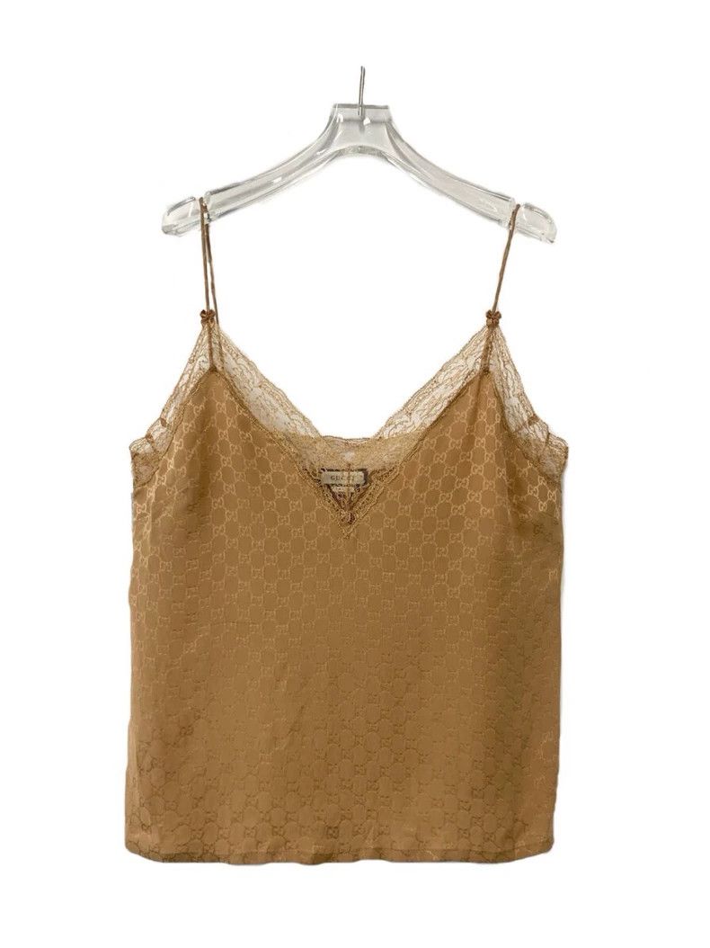 Gucci Gucci Brown logo dark pattern full print V-neck sleeveless Size L / US 10 / IT 46 - 1 Thumbnail