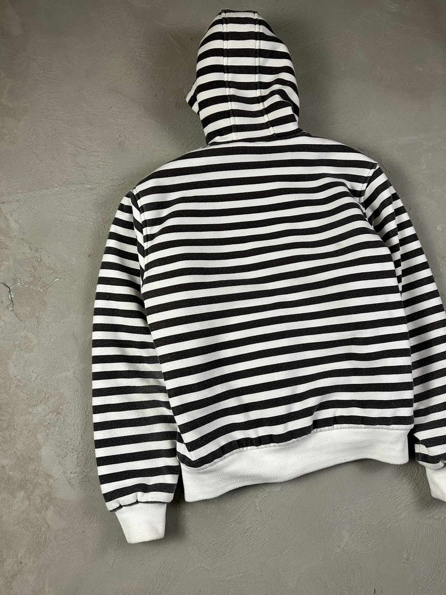Japanese Brand Vintage Y2k Fur Hood Zip Stripped Hoodie Size US XL / EU 56 / 4 - 11 Thumbnail