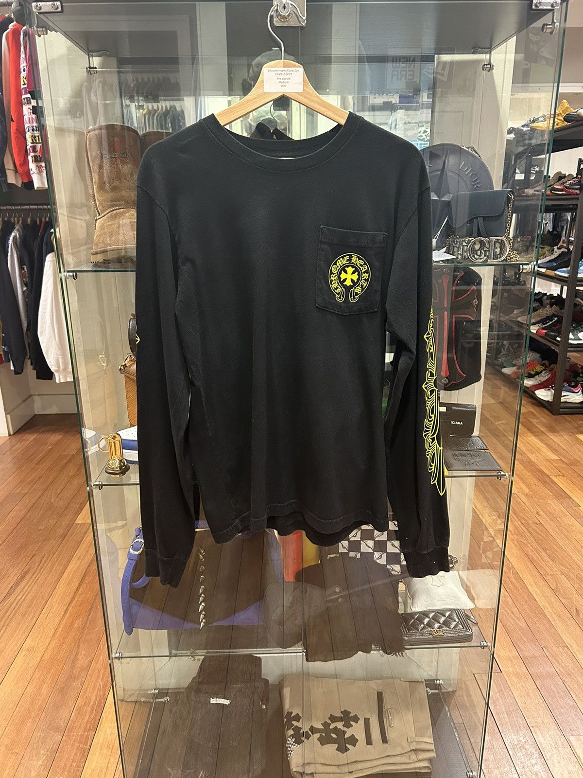 +クロムハーツ+★激レア★Eye Chart Neon Yellow Floral L/S Tee Chrome Hearts Chrome Hearts Floral Eye Chart LS Shirt | Grailed