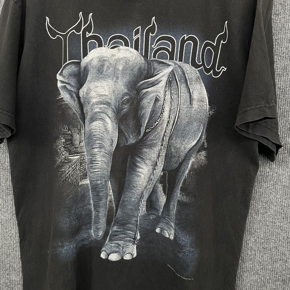 Vintage Vintage 1990s Thailand Elephant Art Faded Black T Shirt Size US L / EU 52-54 / 3 - 2 Thumbnail