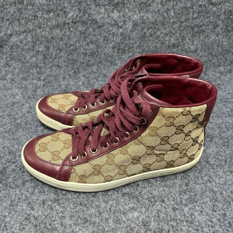 Gucci Gucci Logo High-Top Sneakers with Burgundy Accent Size US 6.5 / EU 39-40 - 1 Thumbnail