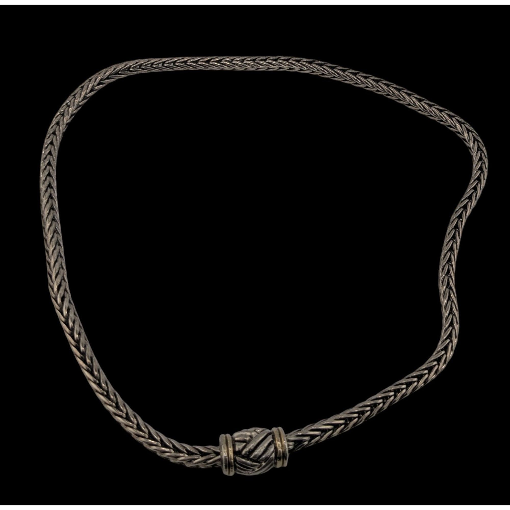 Other Vintage Silver Tone Woven Necklace With Magnetic Front Clasp Size ONE SIZE - 2 Thumbnail