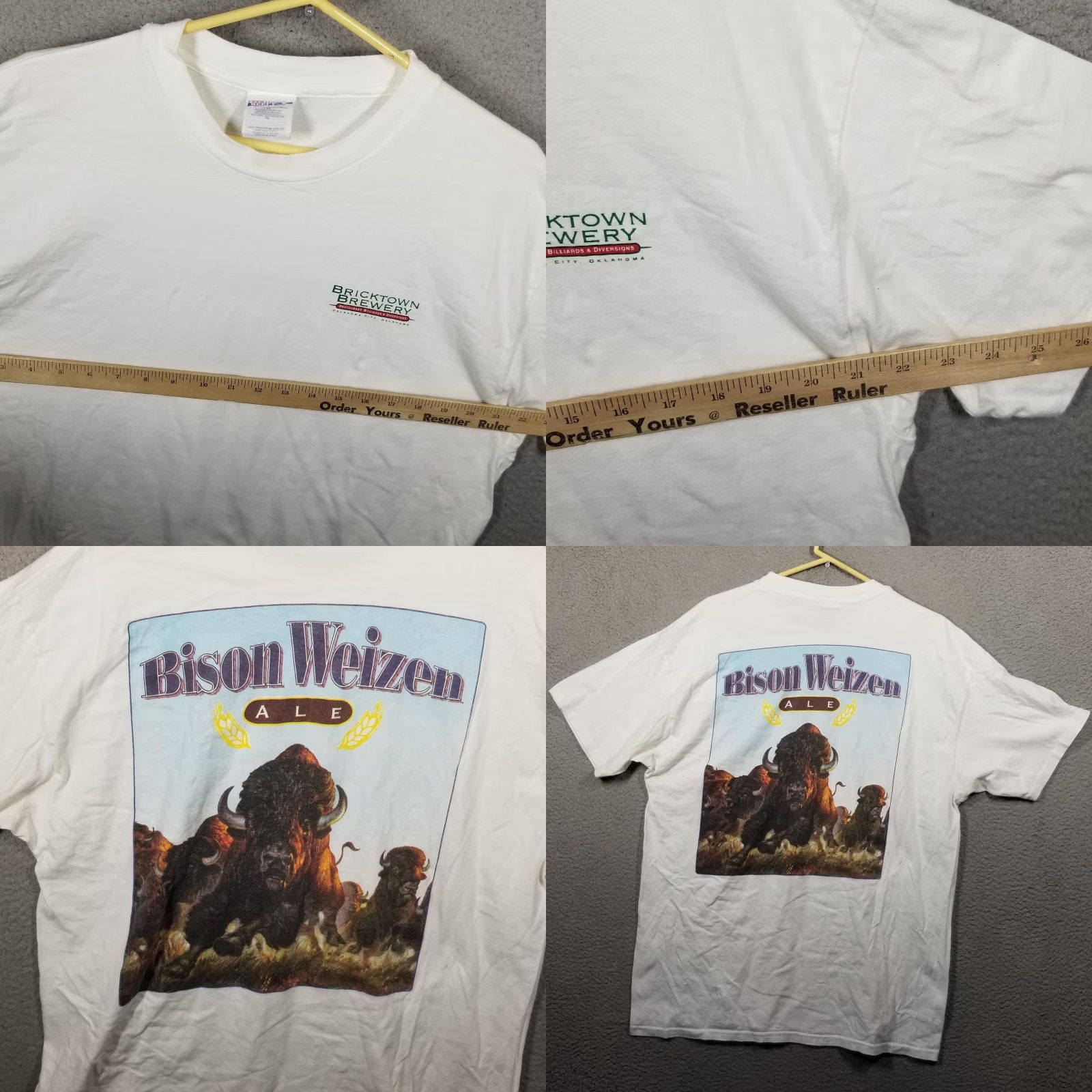 Hanes VINTAGE Bricktown Brewery Shirt Bison Weizen Ale Tee Mens XL White Beer Promo Oklahoma City Adults XL White Graphic Print 90s Concert? Size US XL / EU 56 / 4 - 8 Thumbnail