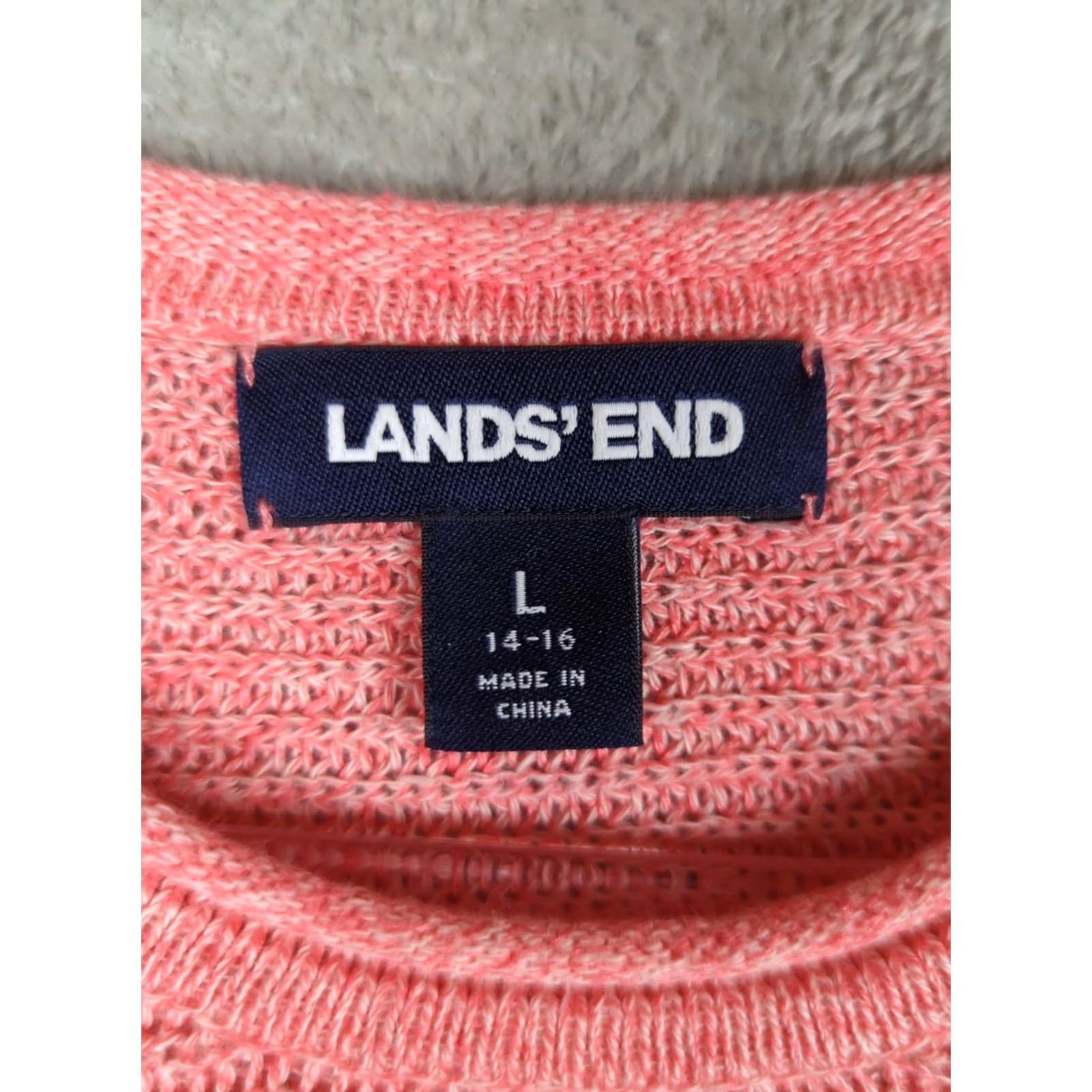 Lands' End Lands' End Sweater coral pink Women L Dolman Sleeve Roll Neck 3/4 Knit Pullover Linen Blend Beachy Casual Knit Shirt Size L / US 10 / IT 46 - 3 Thumbnail