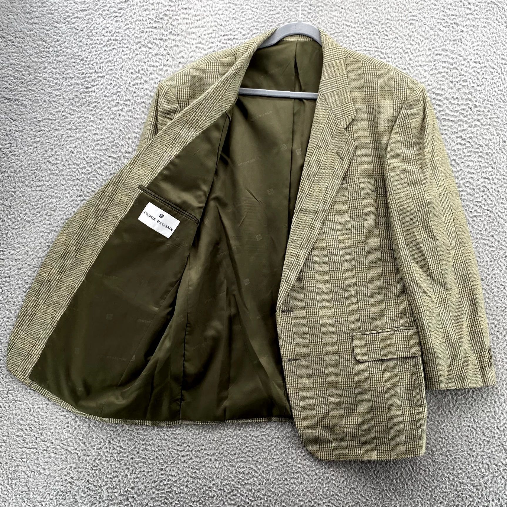 Pierre Balmain Pierre Balmain Jacket Adult 46R Beige Plaid Silk Wool Blazer Sport Coat Men’s Shirt? Size 46R - 3 Thumbnail