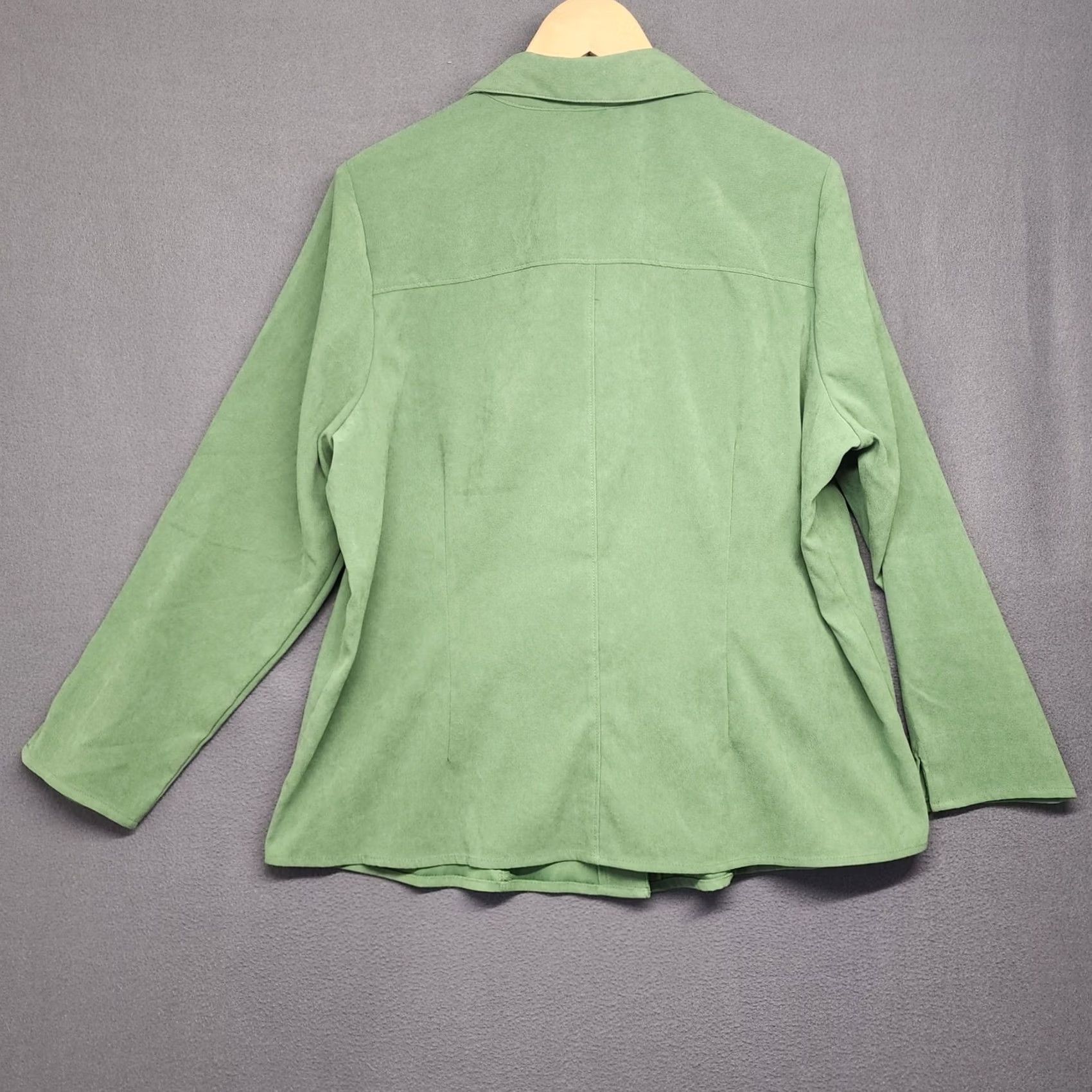 Vintage VINTAGE LA Blues Shirt Womens 18/20 Plus Green Faux Suede Heavyweight Button Up Long Sleeve Womens Size XXL / US 16-18 / IT 52-54 - 2 Thumbnail