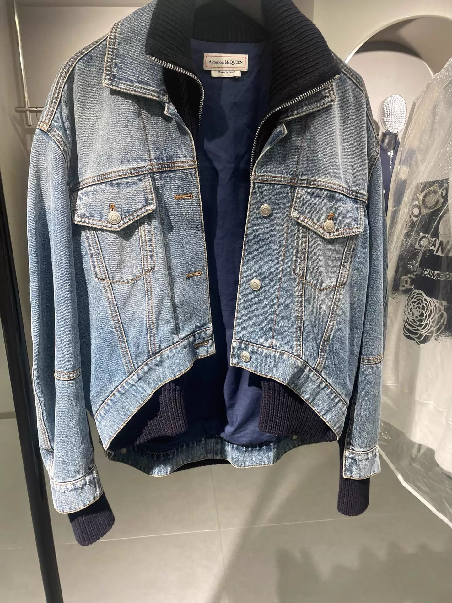 Alexander McQueen Alexander McQueen Denim & Knit Statement Jacket 38 VGC Size XS / US 0-2 / IT 36-38 - 1 Thumbnail