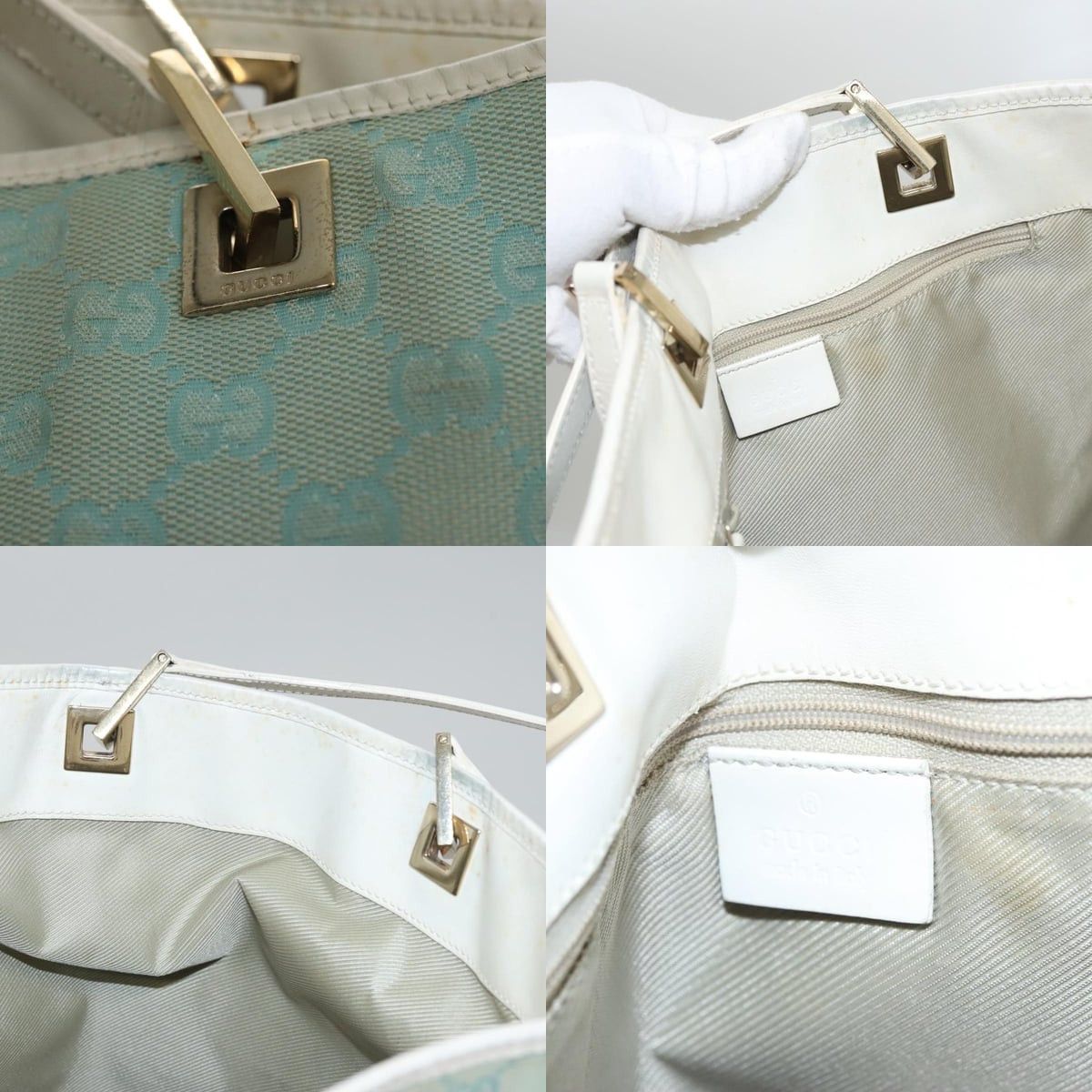 Gucci GUCCI GG Canvas Tote Bag Peppermint White Size ONE SIZE - 11 Thumbnail
