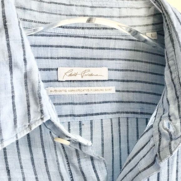 Other Robert Friedman Authentic Pleasure Shirt Linen Blue Striped Size US M / EU 48-50 / 2 - 2 Thumbnail