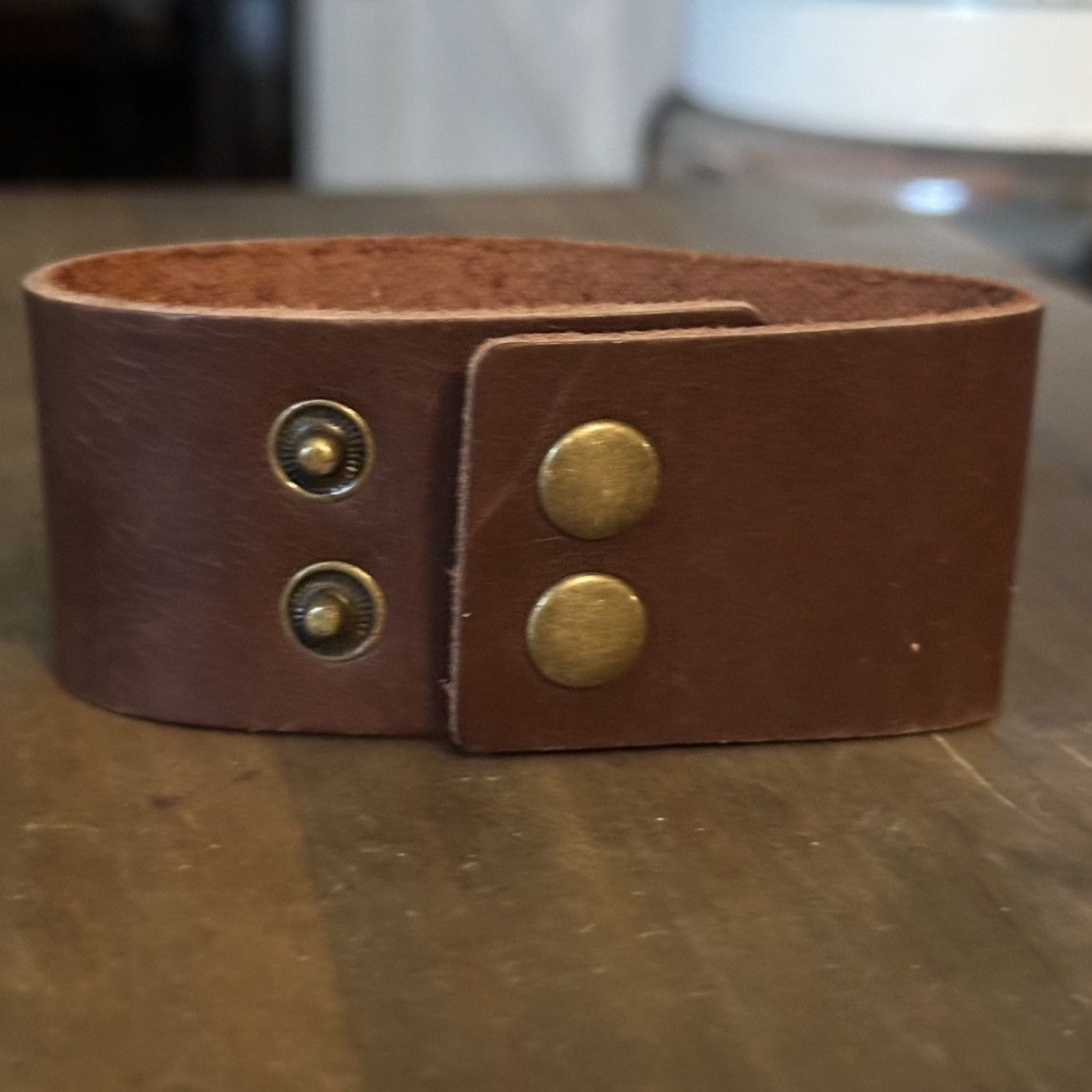 Vintage Vintage leather criss cross stitch wide leather bracelet Size ONE SIZE - 4 Thumbnail