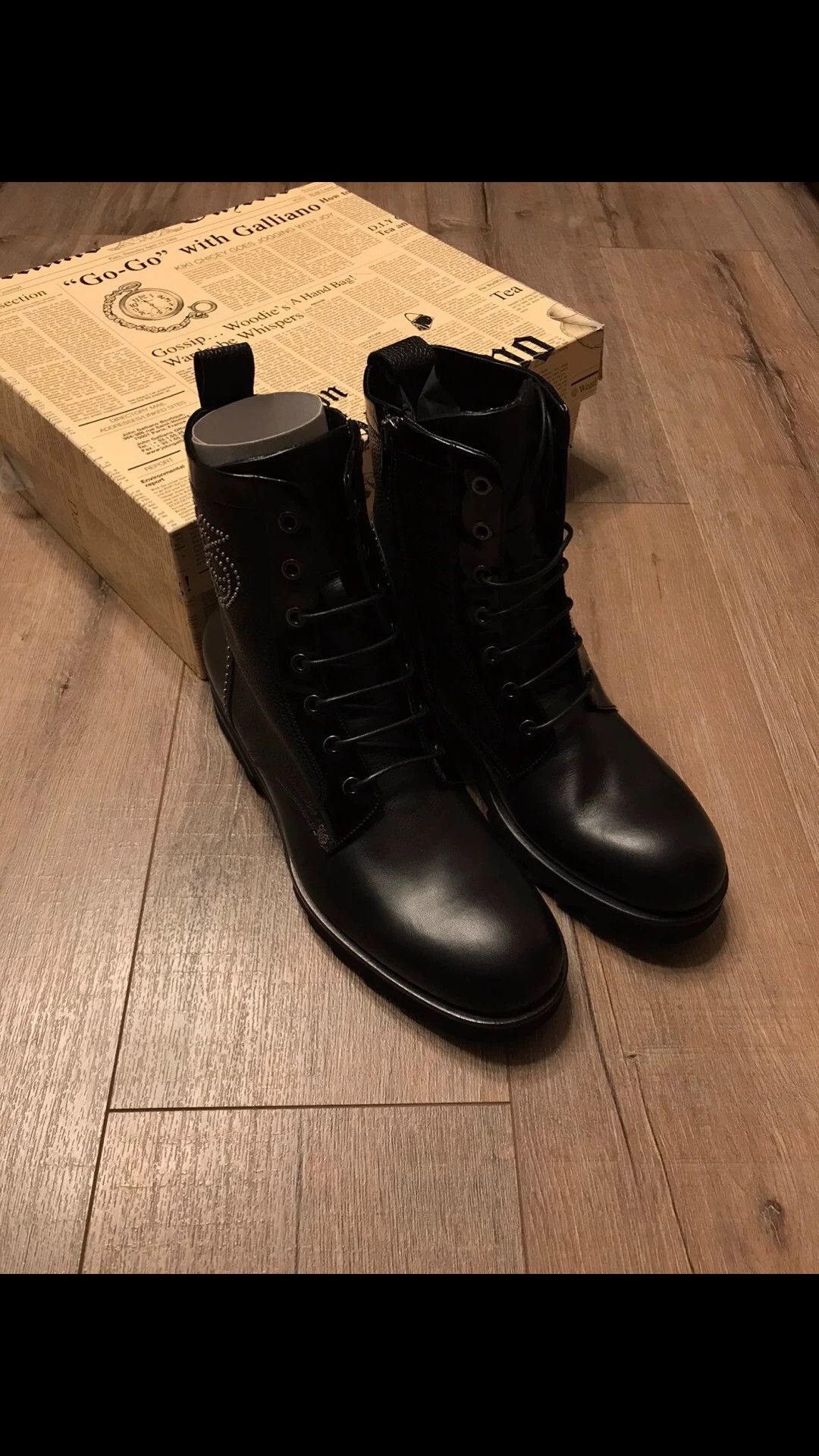 Galliano high-top leather studded boots new 42(fits larger)