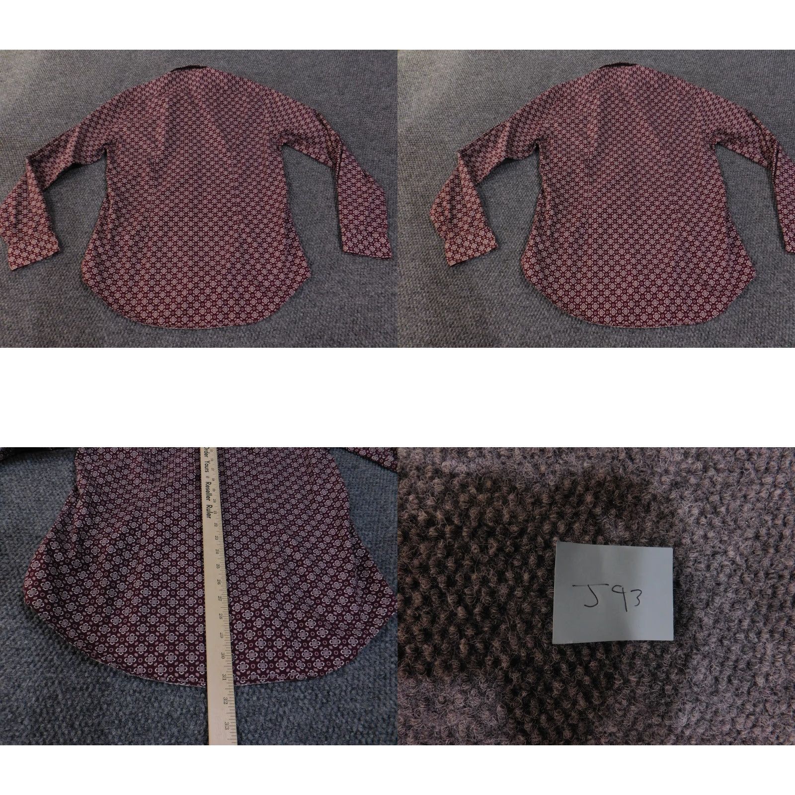 Zara VINTAGE Zara Man Shirt Mens Extra Large Maroon Geometric Slim Fit Button Down Cotton Size US XL / EU 56 / 4 - 8 Thumbnail