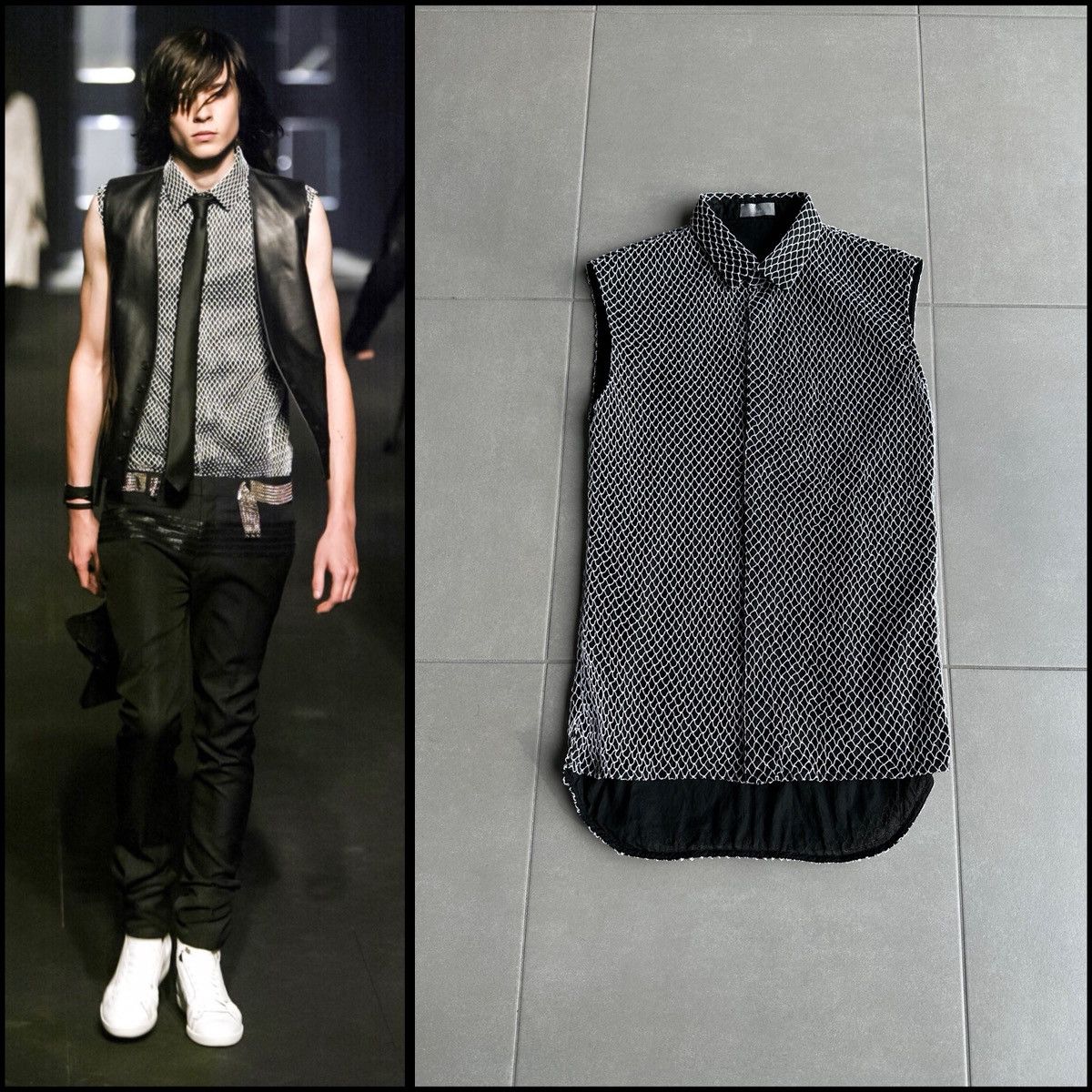 Dior × Hedi Slimane SS05 Dior Homme 'Beck' White Gray Tank Top