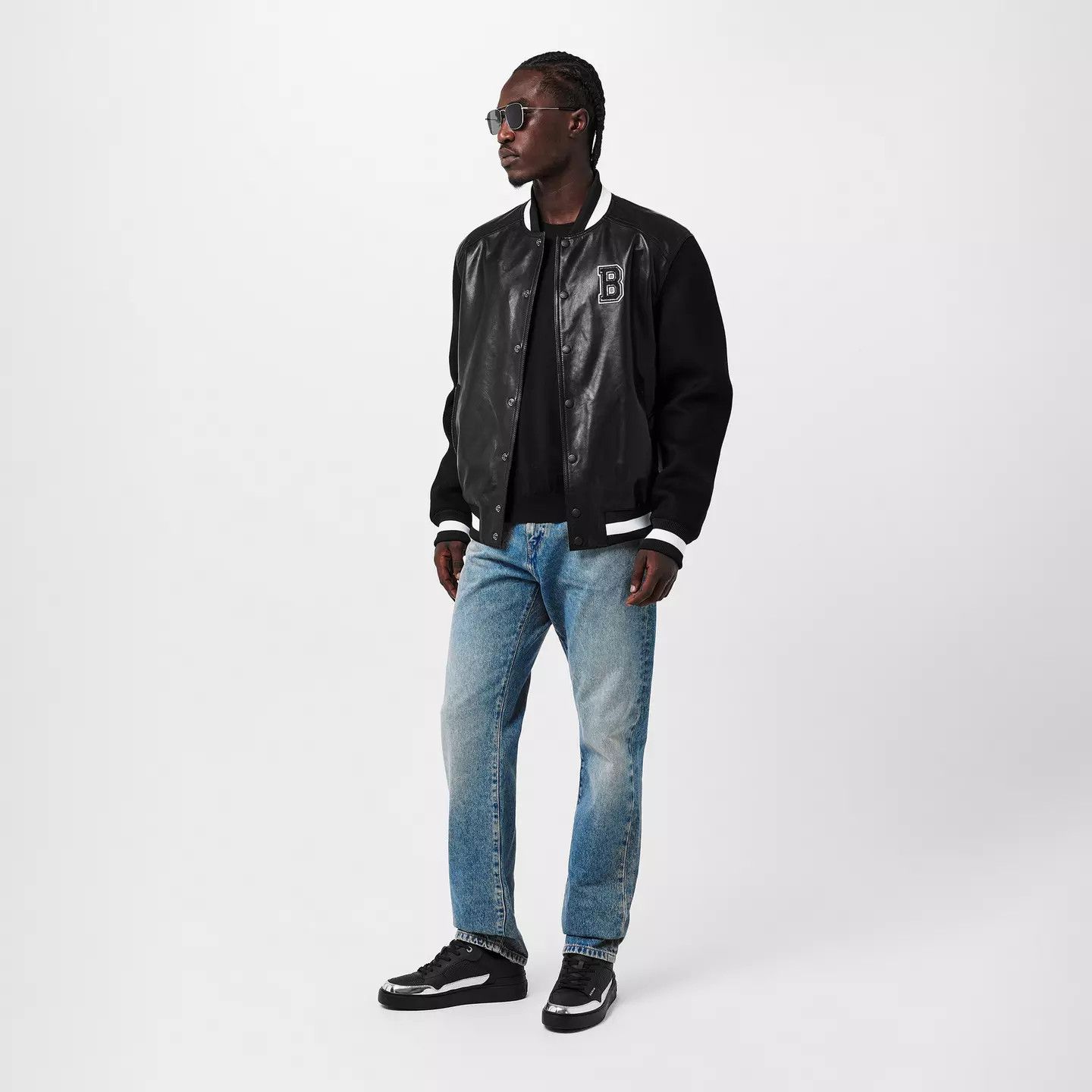 Balmain o1g2r1mq0426 Logo Press-Stud Varsity Jacket in Black Size US L / EU 52-54 / 3 - 6 Thumbnail