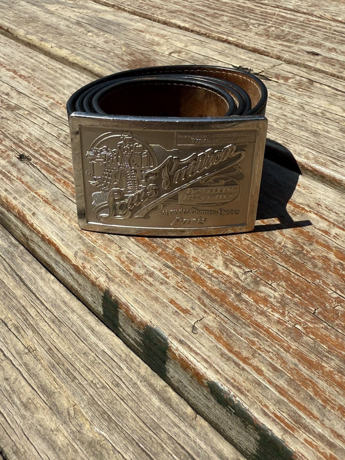 Louis Vuitton Louis Vuitton Traveling Requisites Leather Belt Black Size 36 - 1 Thumbnail