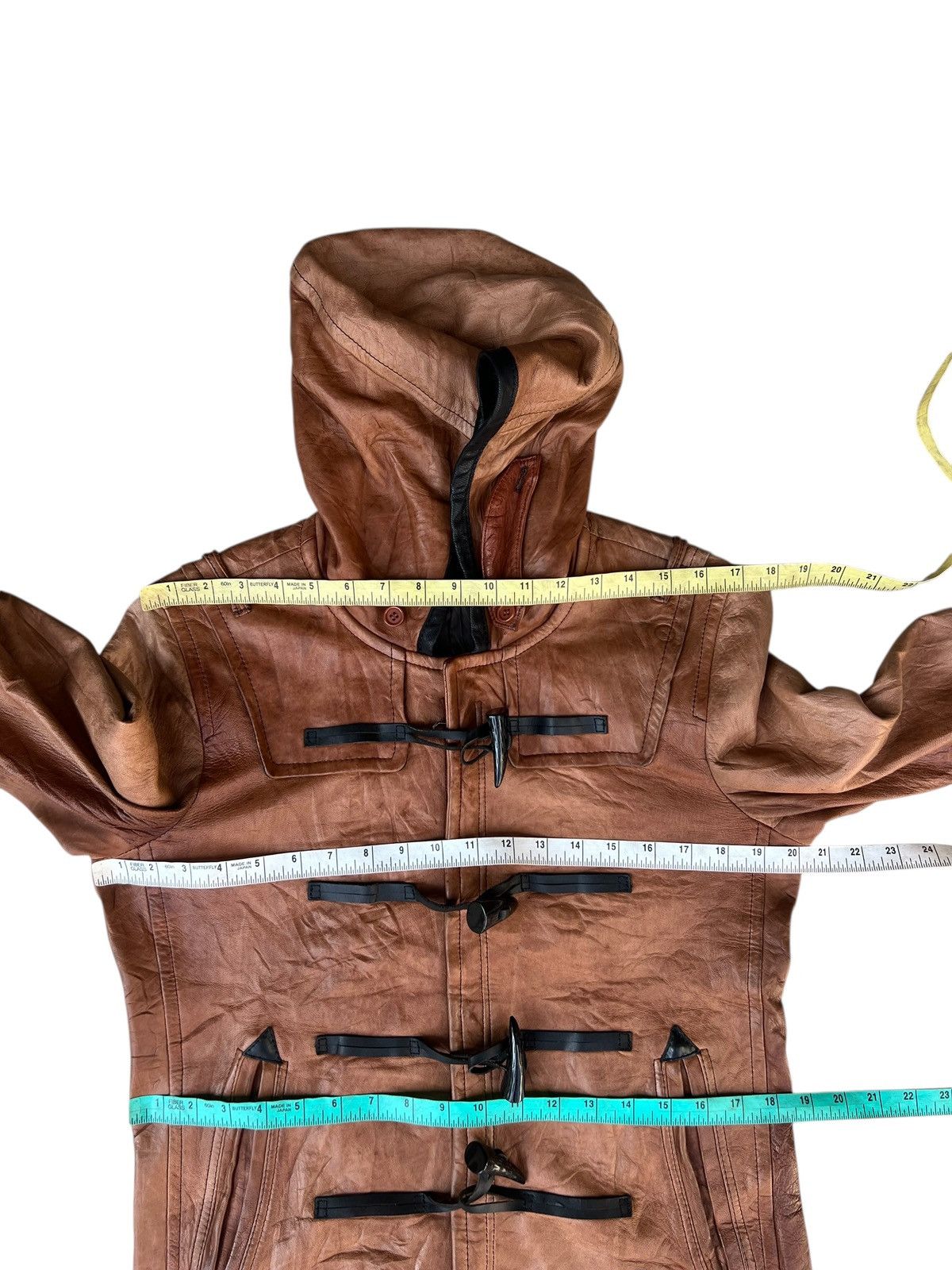 Ekam Haruf Japan Patina Sheepskin Leather Hoodie Toggle Jacket Size US M / EU 48-50 / 2 - 2 Thumbnail