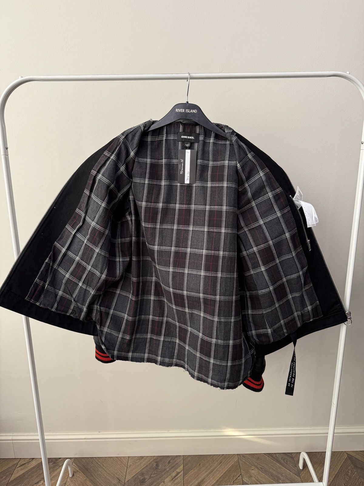 Diesel Vintage Diesel Black Jacket Leather Sleeves Zip Up Size US L / EU 52-54 / 3 - 6 Thumbnail