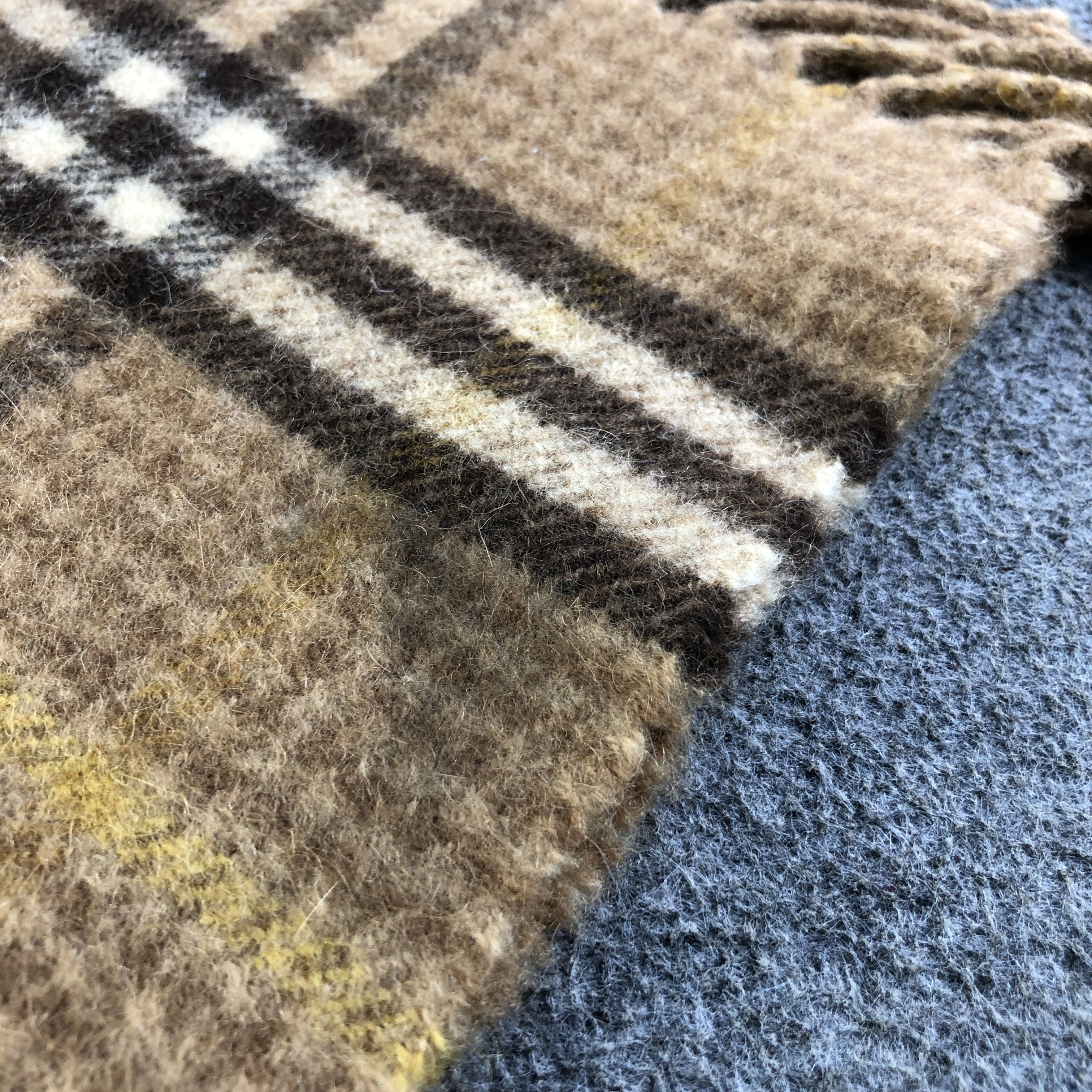 Burberry Burberry Tartan Camel Hair Scarf Muffler V2684 Size ONE SIZE - 8 Thumbnail