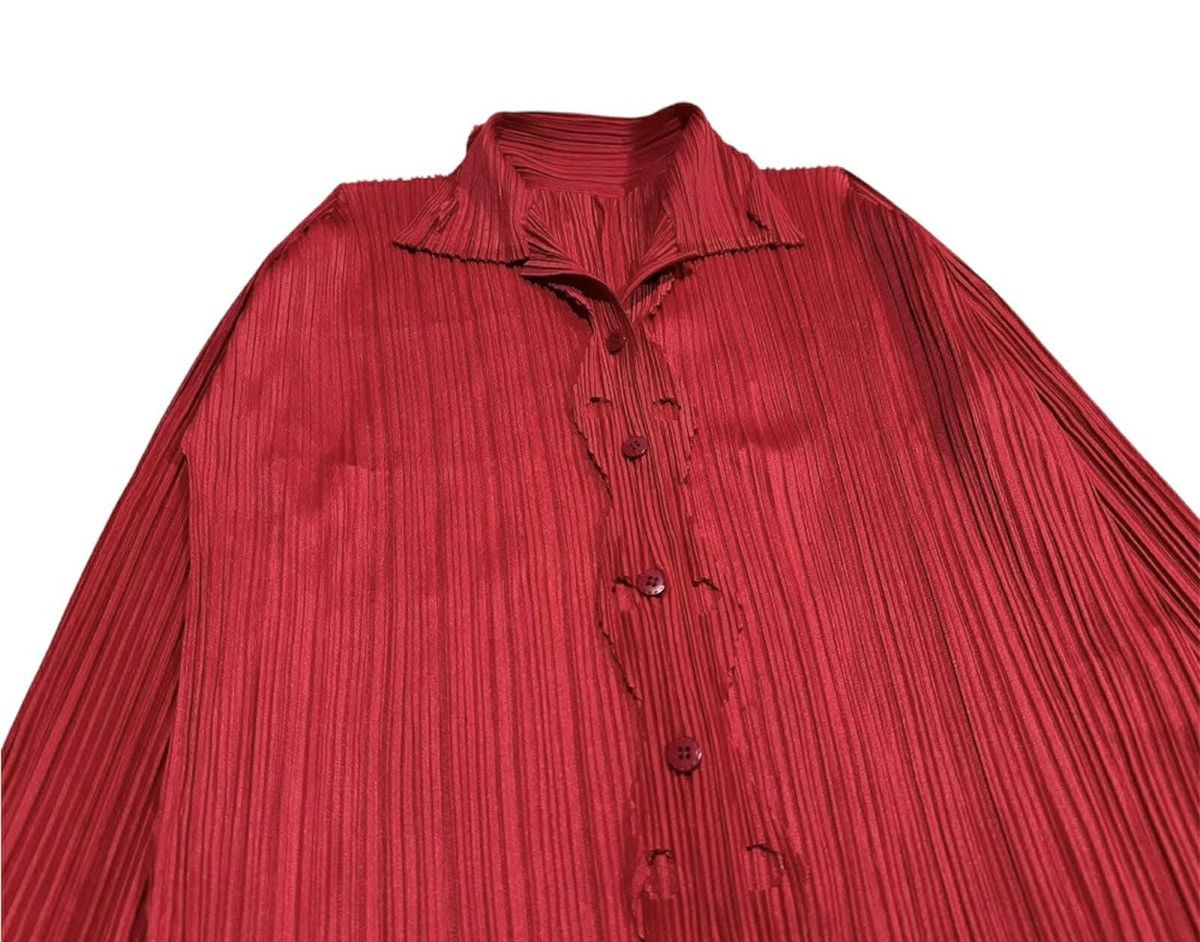 Issey Miyake × Japanese Brand × Pleats Please Issey Miyake 🔥Rare Issey Miyake Pleats Please Button Up Long Sleeve Shirt Size US M / EU 48-50 / 2 - 3 Thumbnail