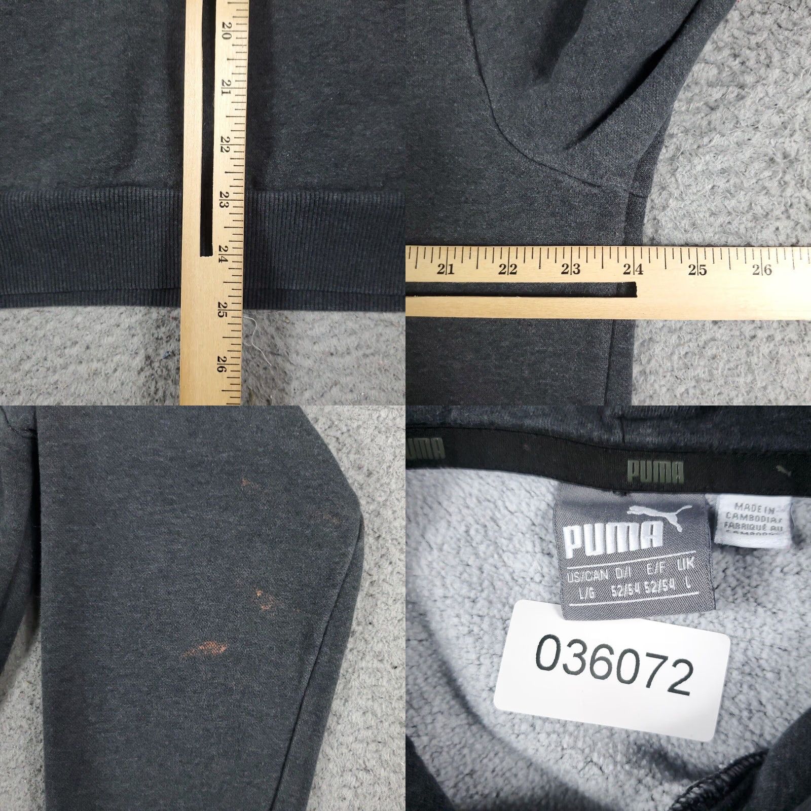 Puma PUMA Hoodie Mens Large Gray Casual Pullover Fleece Sweatshirt Size US L / EU 52-54 / 3 - 8 Thumbnail