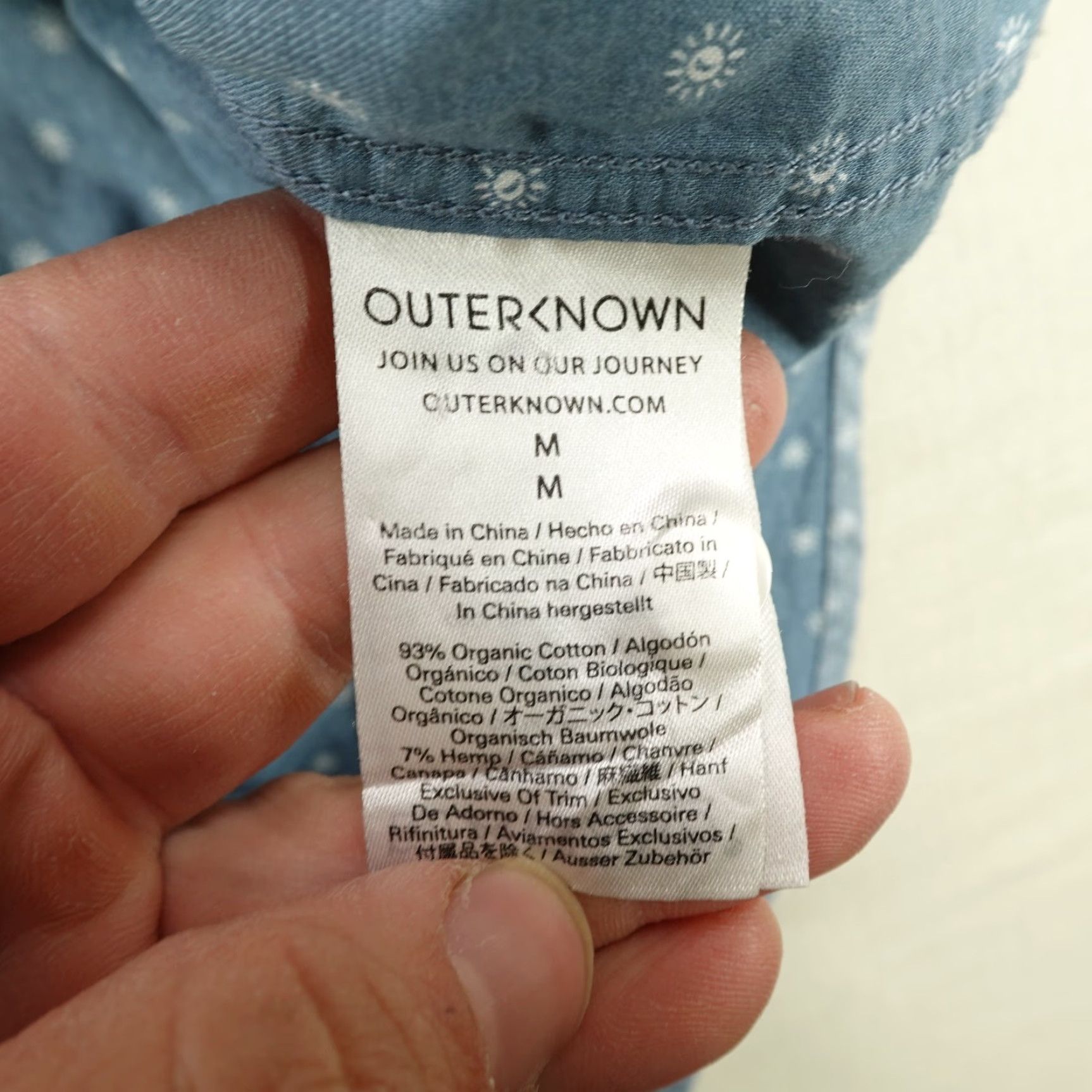Outerknown Outerknown Shirt Mens Medium Blue Floral Reverse Print Organic Cotton Hemp Short Sleeve Button-Up Casual Size US M / EU 48-50 / 2 - 5 Thumbnail