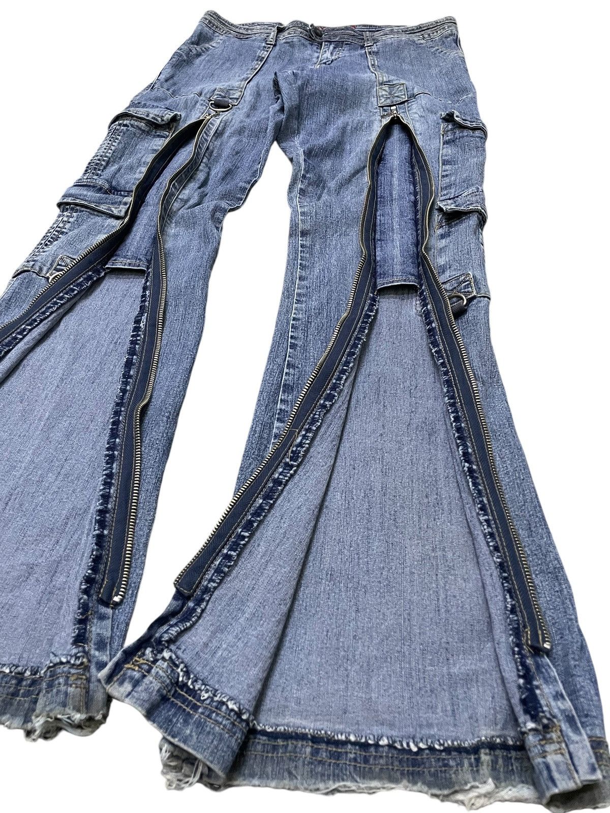5351 POUR LES HOMMES × Tornado Mart Super Flared Vanilla Star Asymmetrical Cargo Denim Pants Size US 32 / EU 48 - 8 Thumbnail